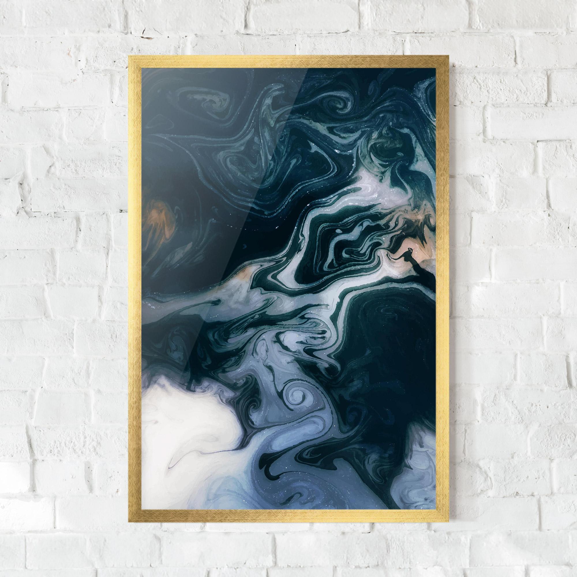 Gerahmte Poster Dark Blue With White mockup 0