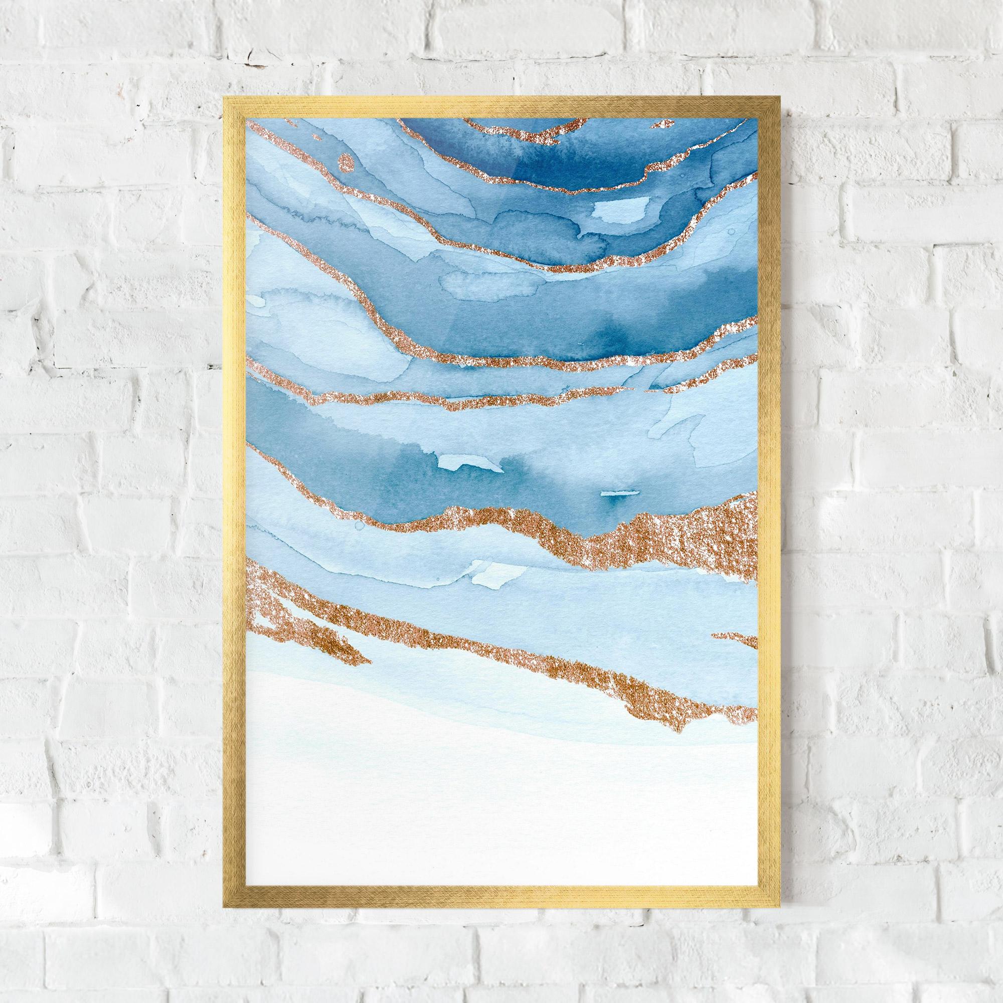 Gerahmte Poster Golden Glitter Blue mockup 0