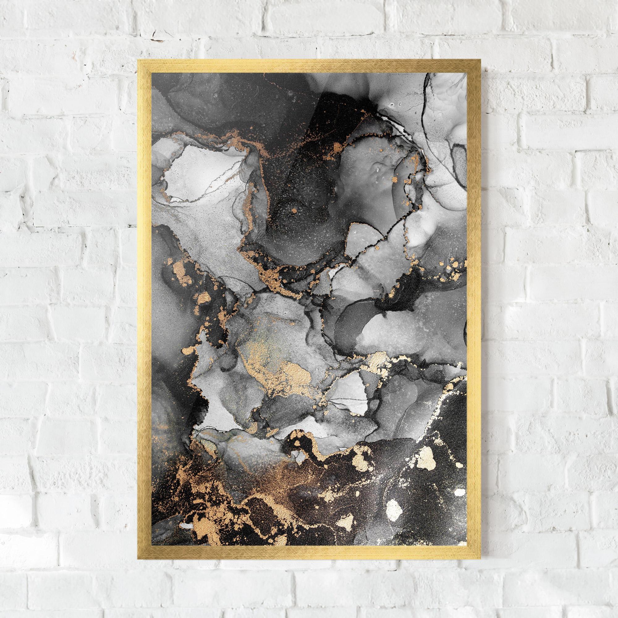 Gerahmte Poster Grey Gold Marble mockup 0