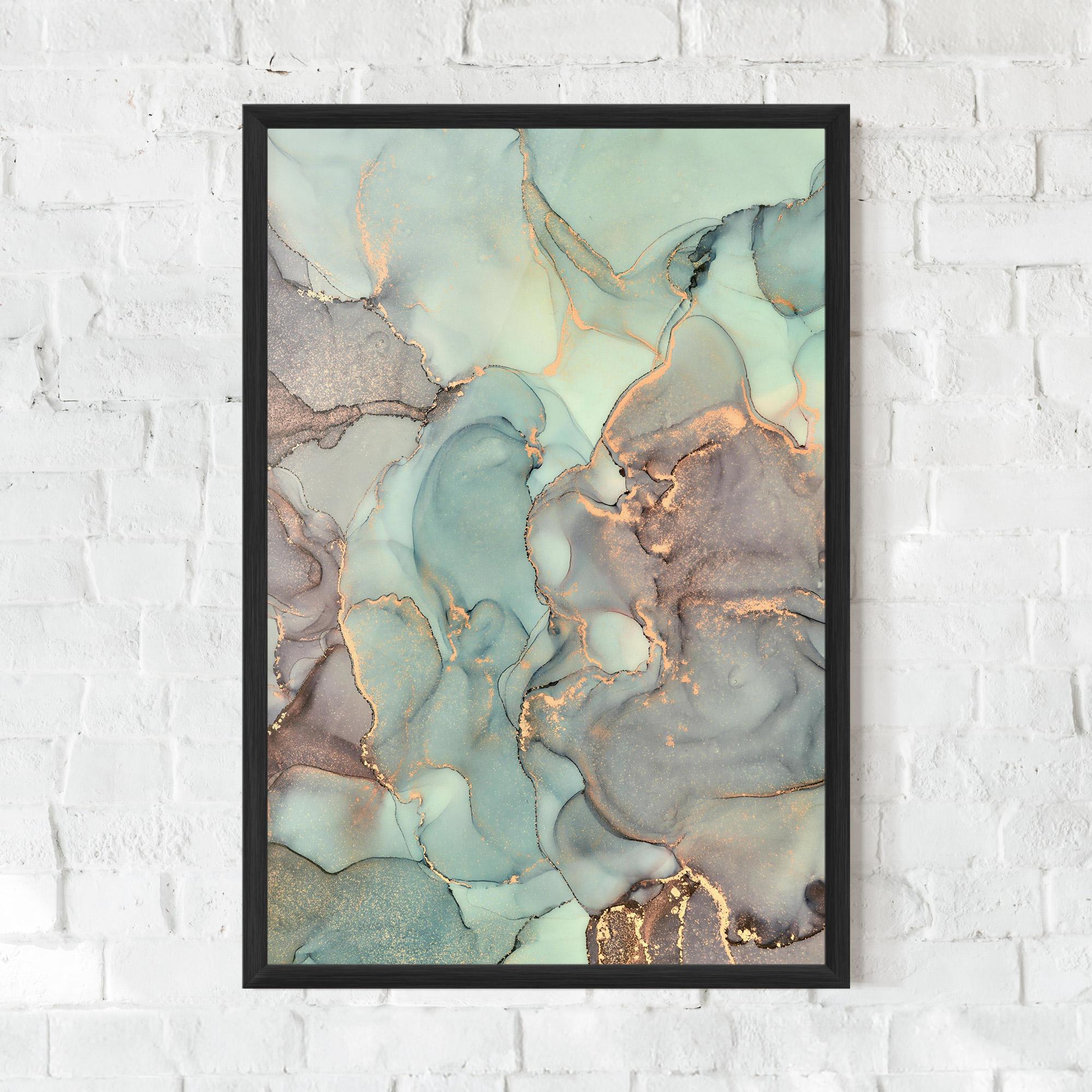 Gerahmte Poster Abstract Turquoise Marble mockup 0