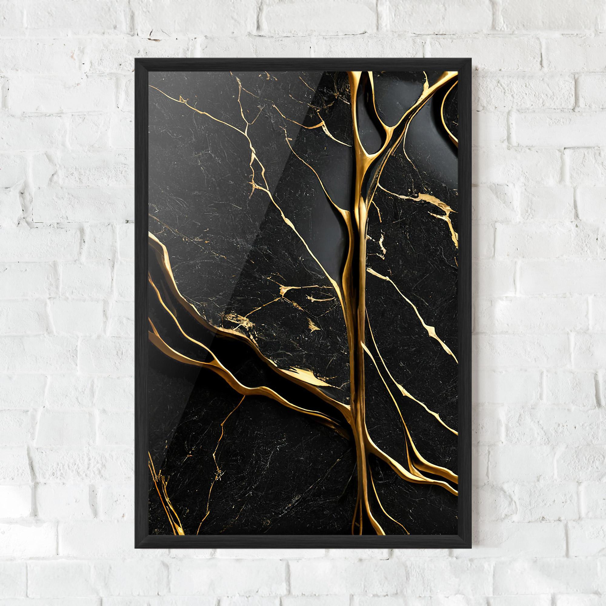 Gerahmte Poster Black Square Marble mockup 0
