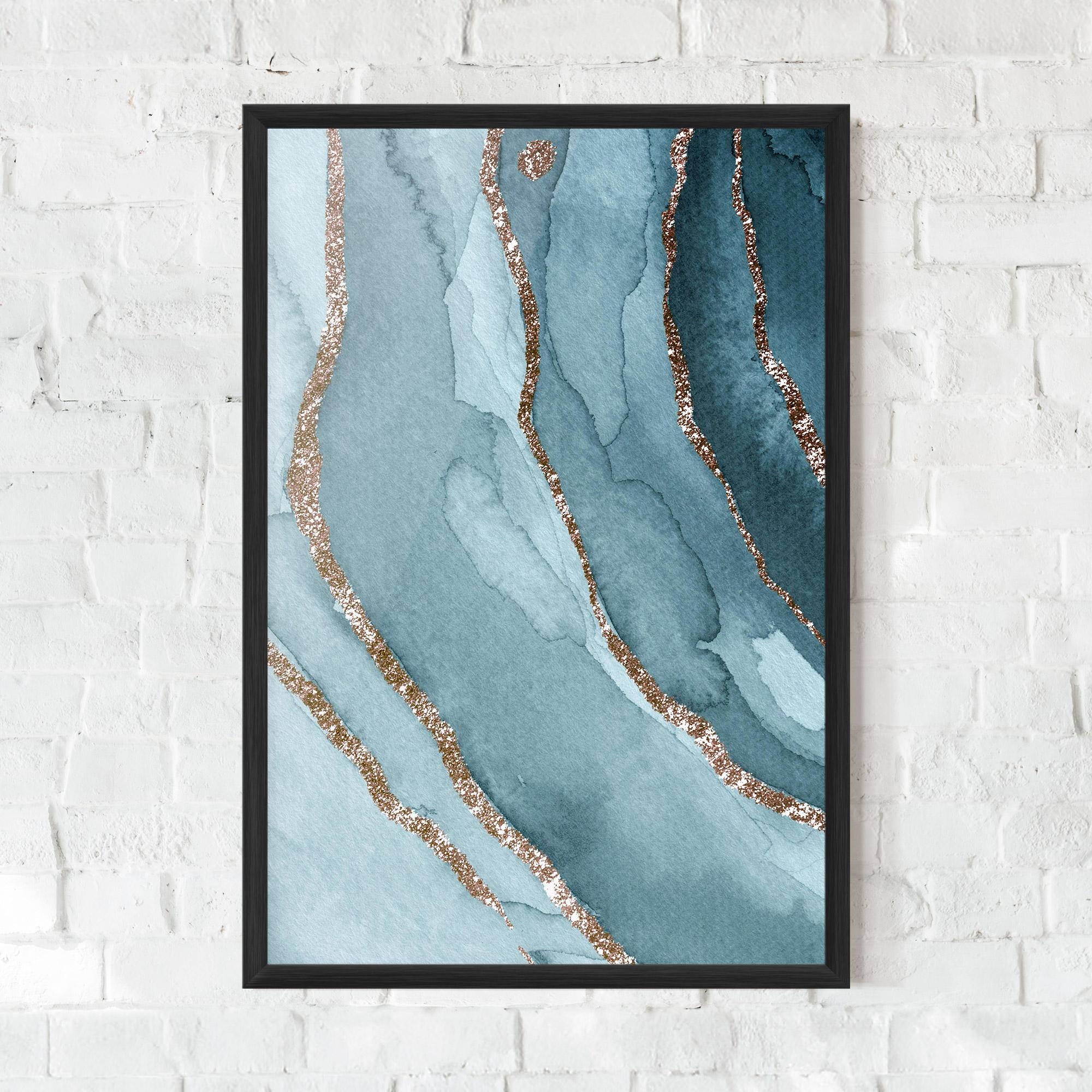 Gerahmte Poster Blue Golden Glitter mockup 0