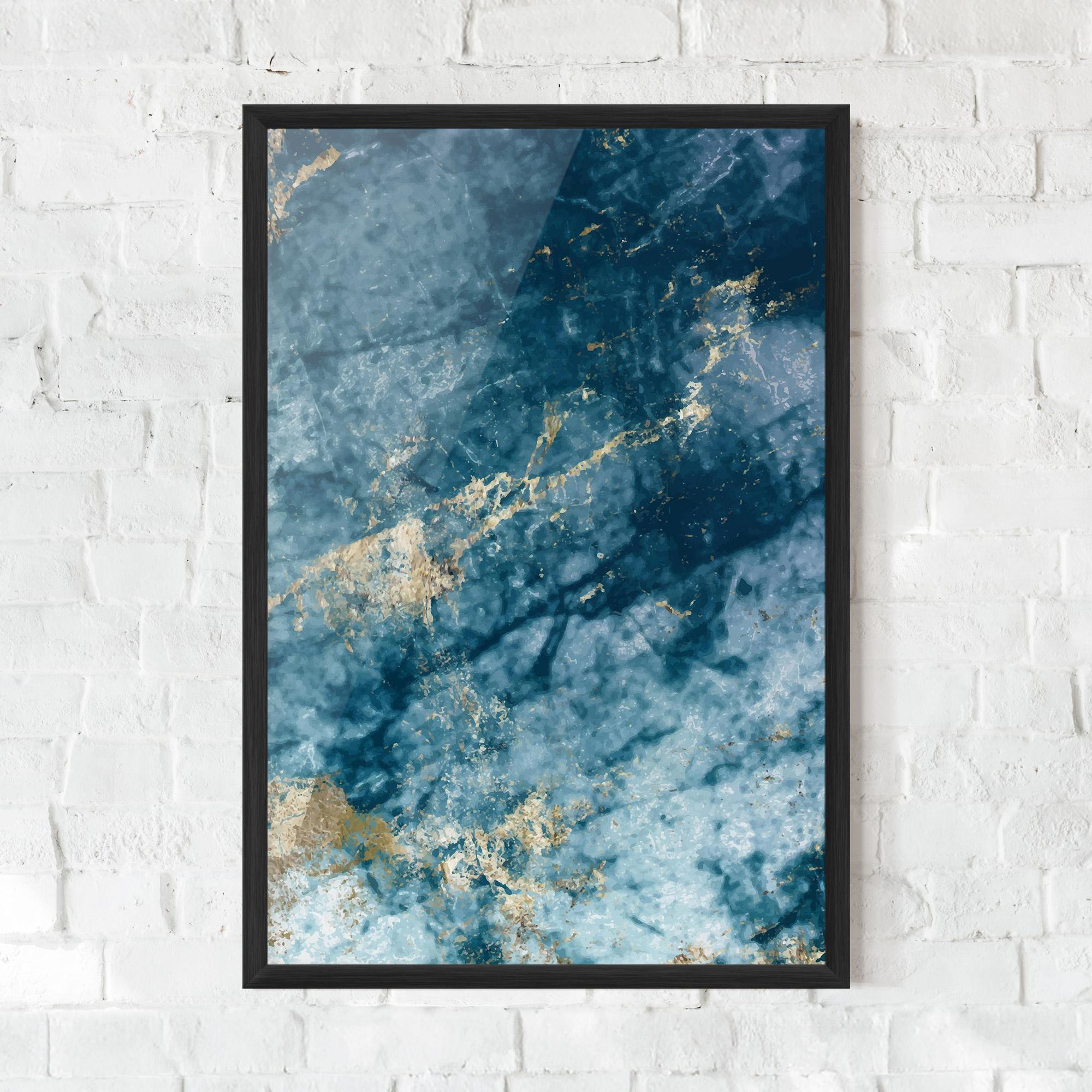 Gerahmte Poster Blue Water Marble mockup 0