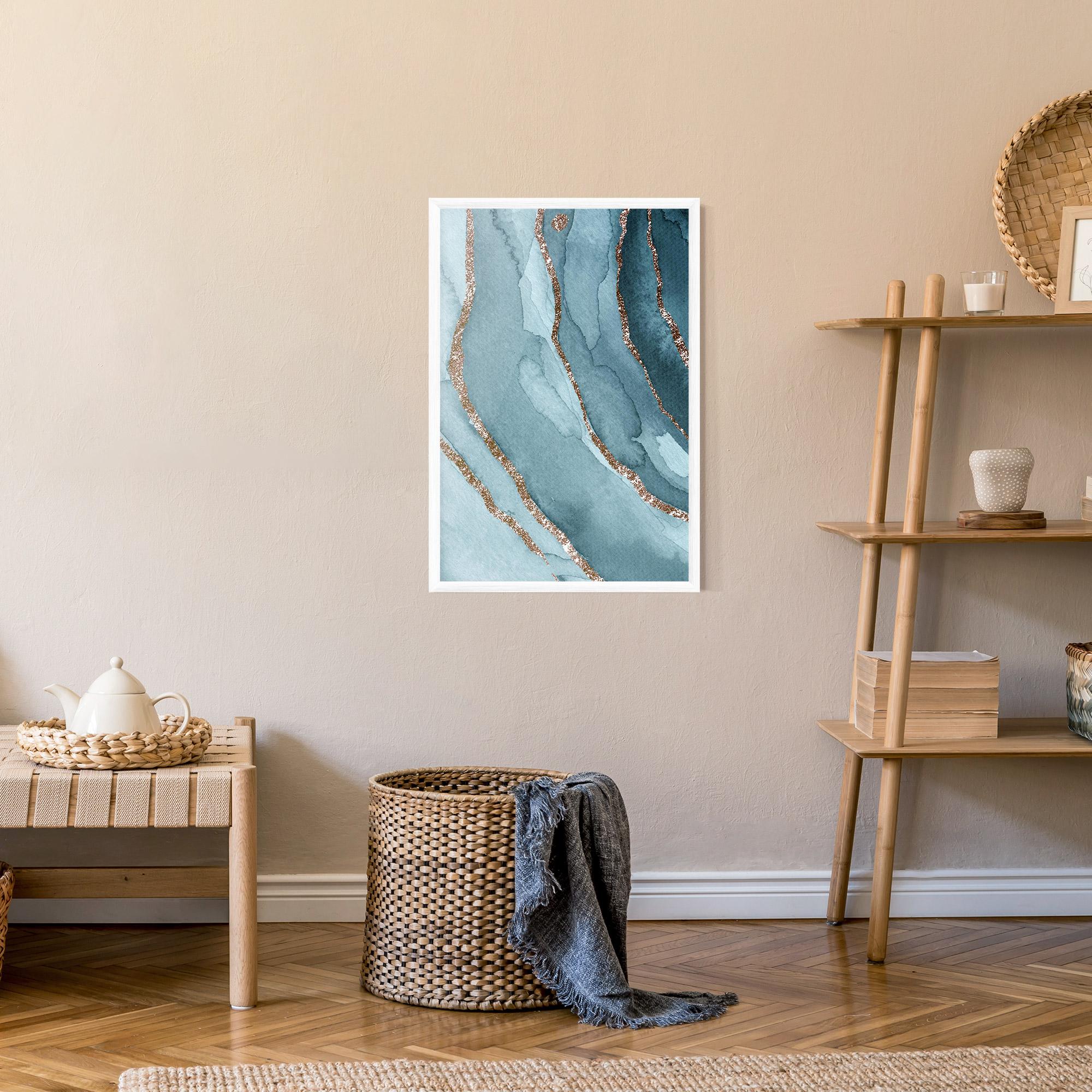 Gerahmte Poster Blue Golden Glitter mockup 9