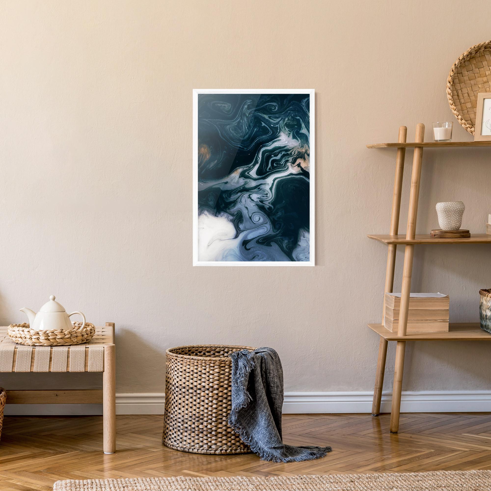 Gerahmte Poster Dark Blue With White mockup 9