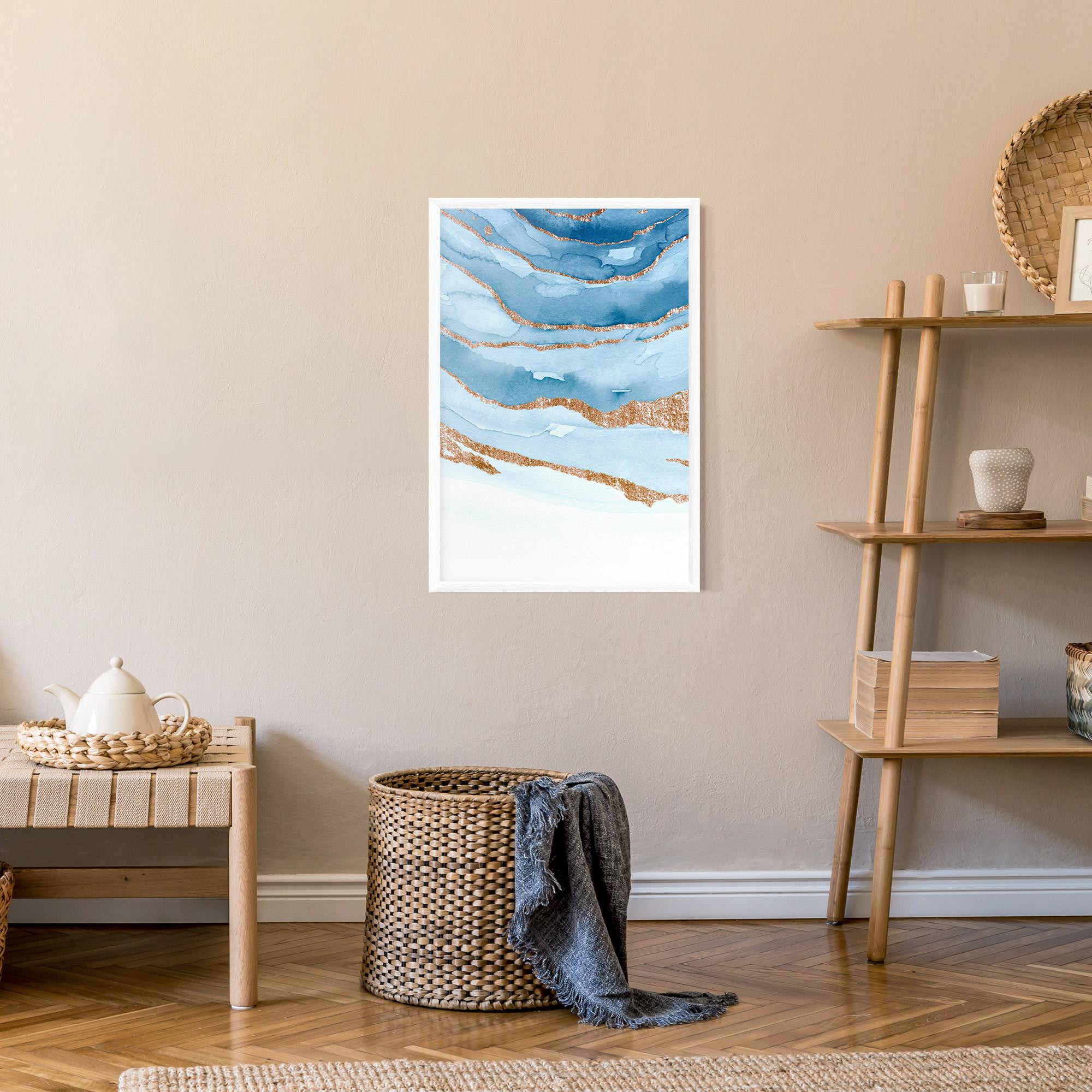 Gerahmte Poster Golden Glitter Blue mockup 9