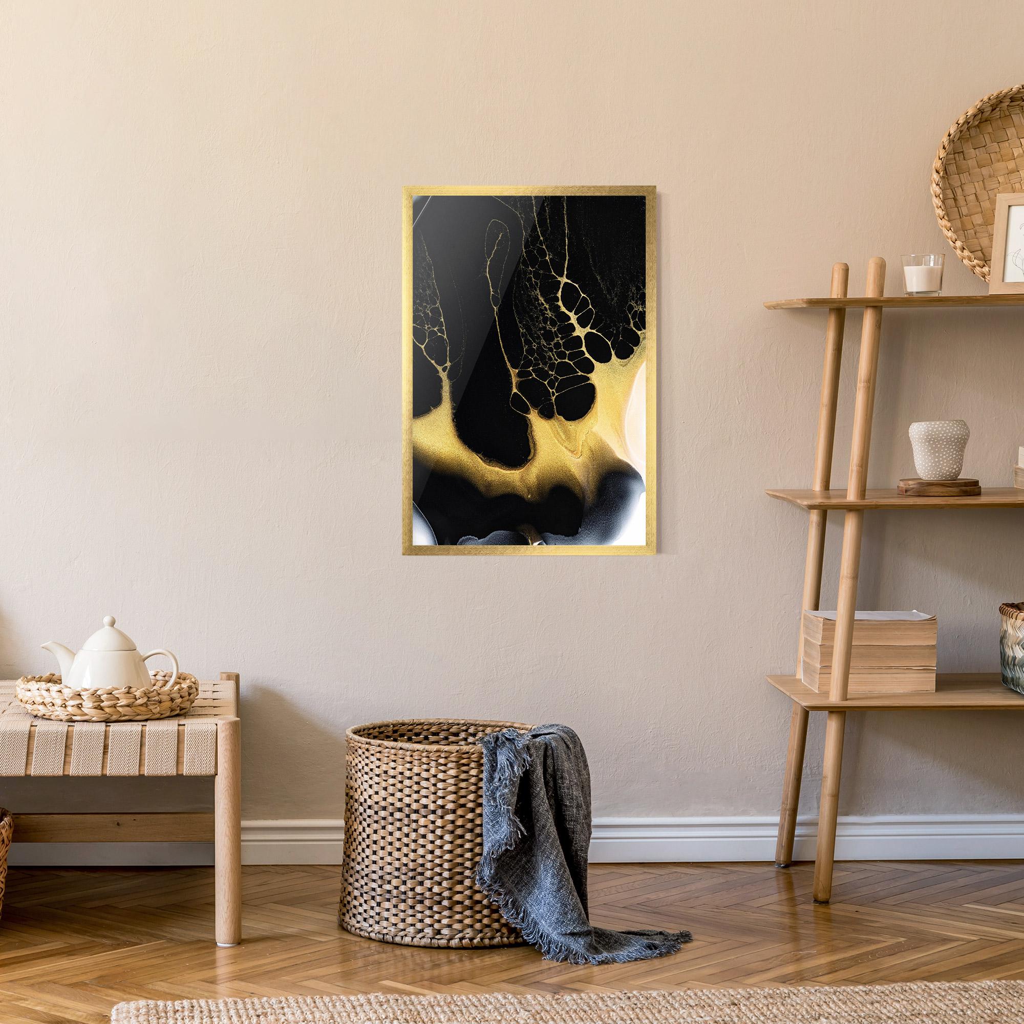 Gerahmte Poster Black Golden Marble mockup 9