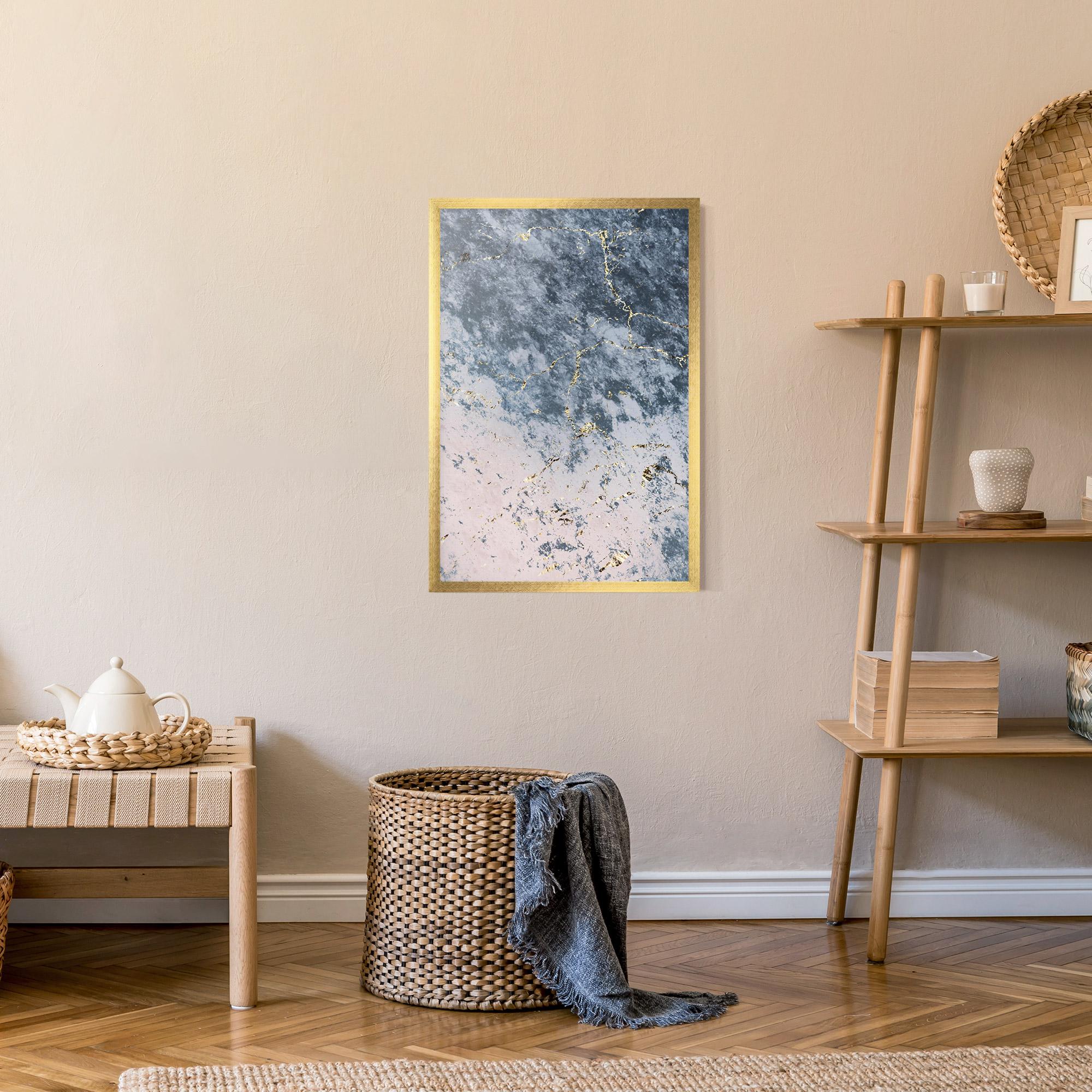 Gerahmte Poster Blue Golden Lines mockup 9