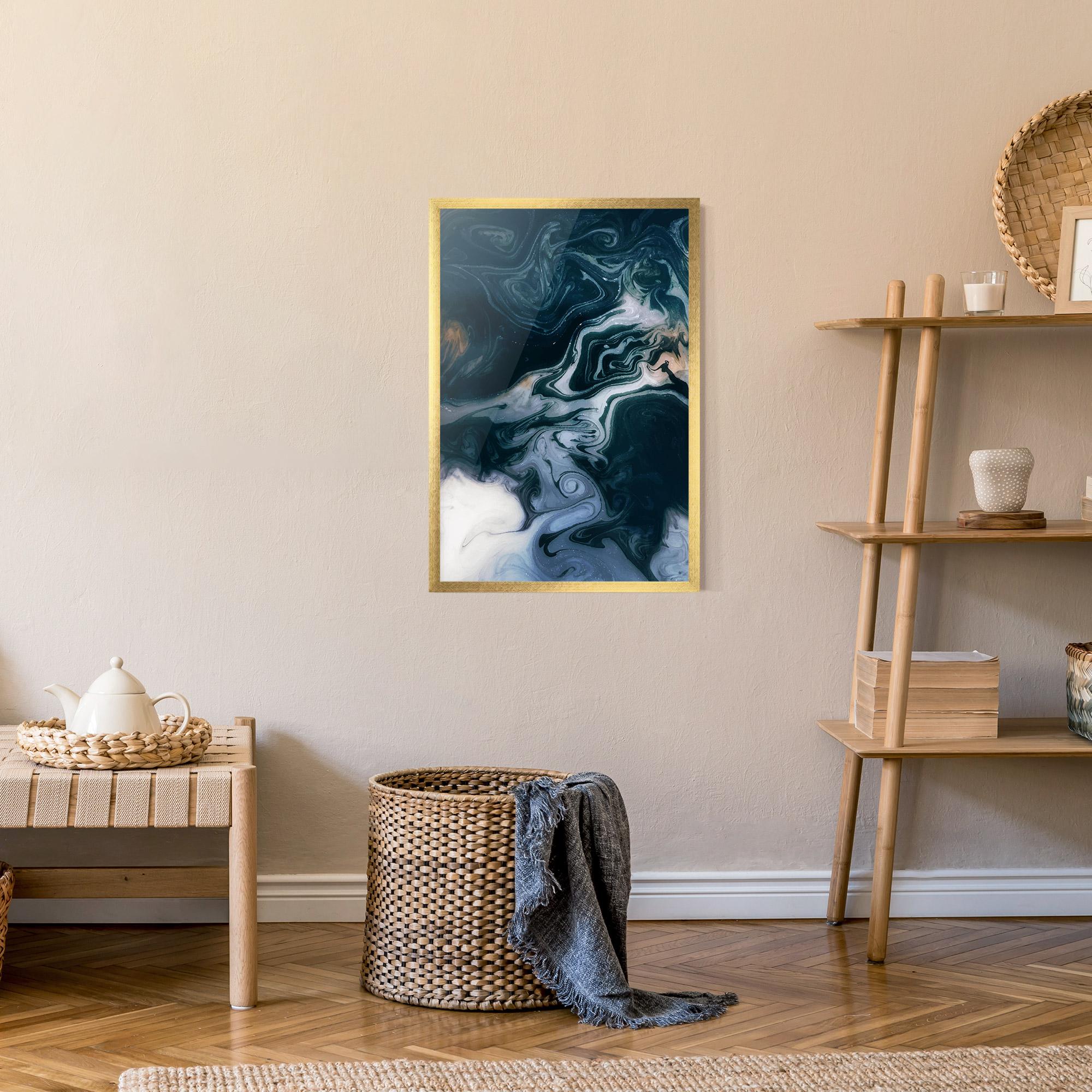 Gerahmte Poster Dark Blue With White mockup 9