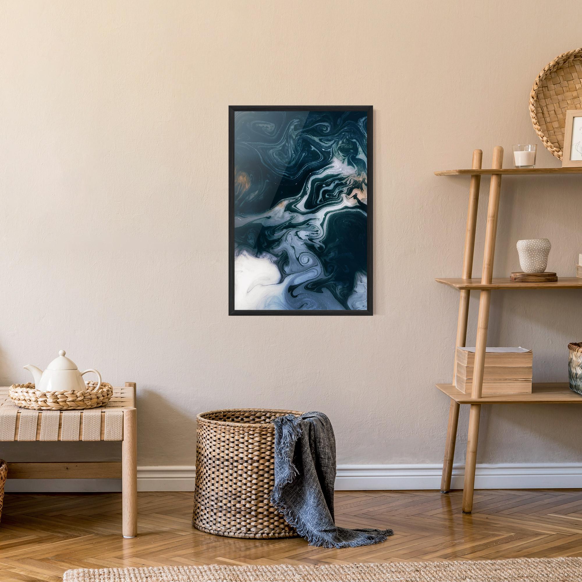 Gerahmte Poster Dark Blue With White mockup 9