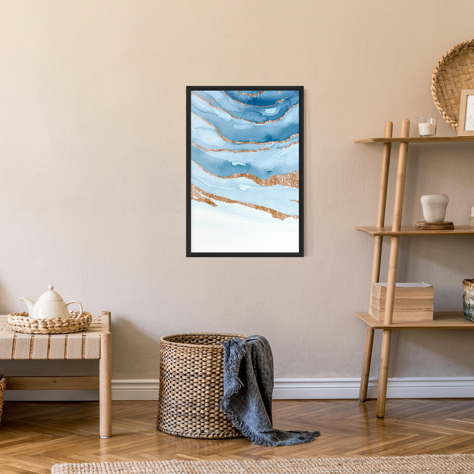 Gerahmte Poster Golden Glitter Blue mockup 9