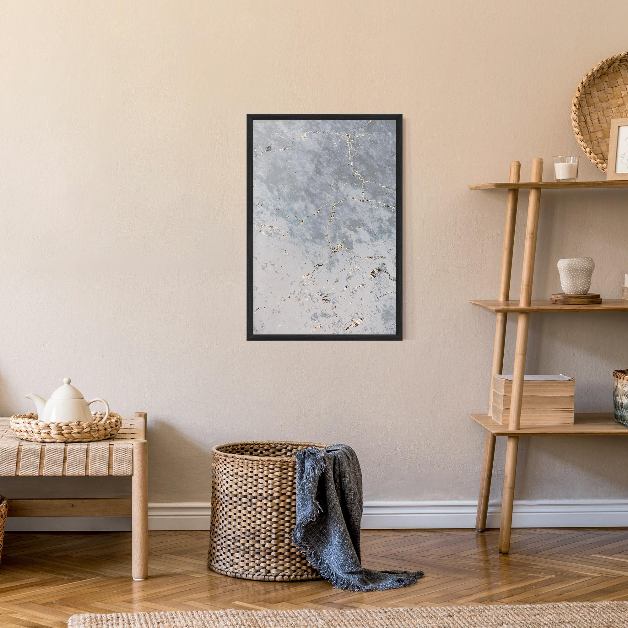 Gerahmte Poster Light Blue Golden Lines mockup 9