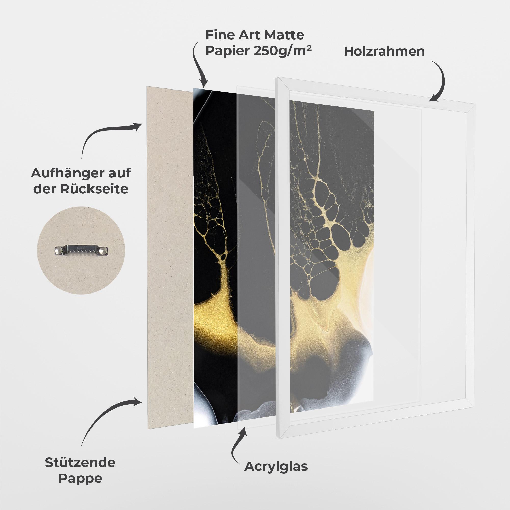Gerahmte Poster Black Golden Marble mockup 1