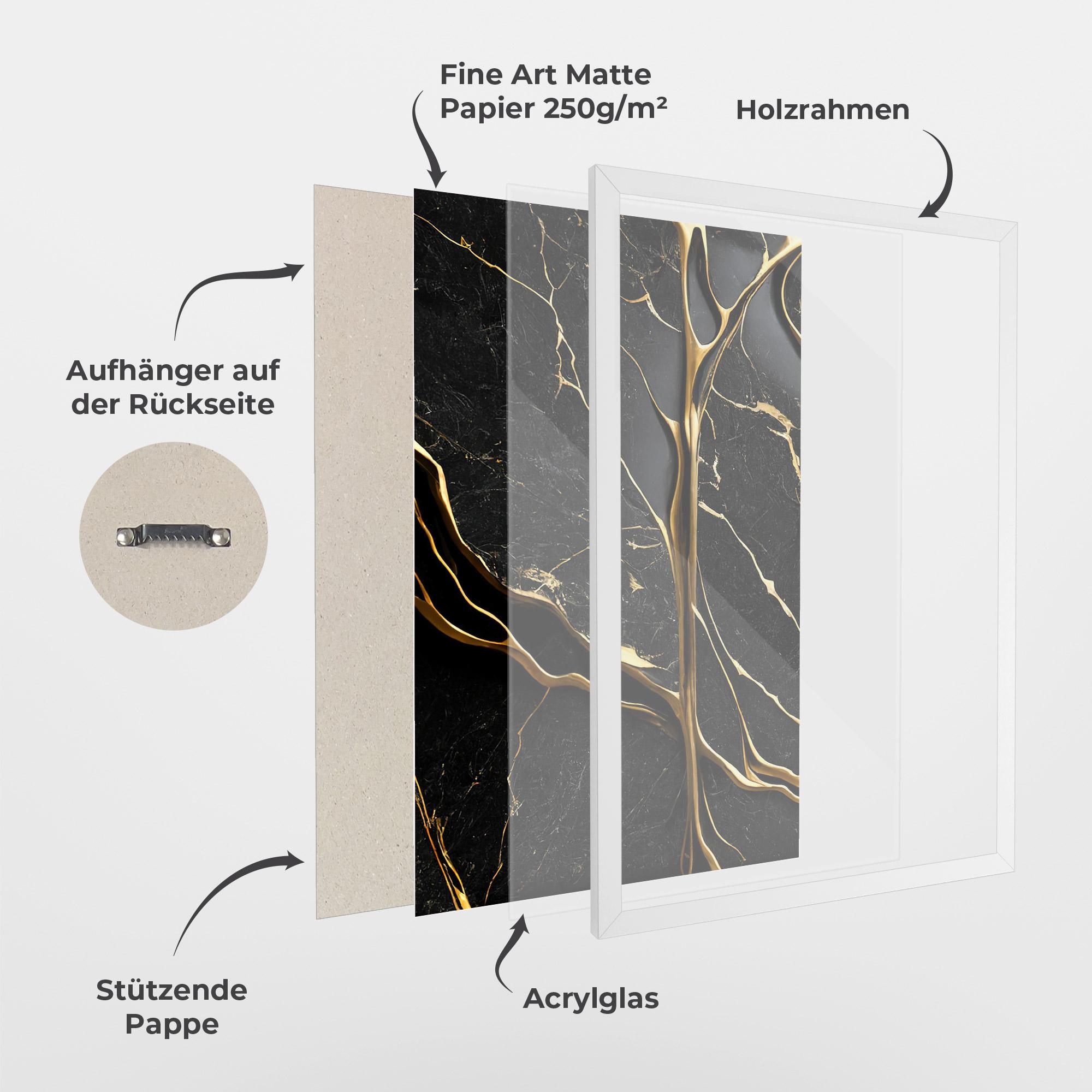 Gerahmte Poster Black Square Marble mockup 1