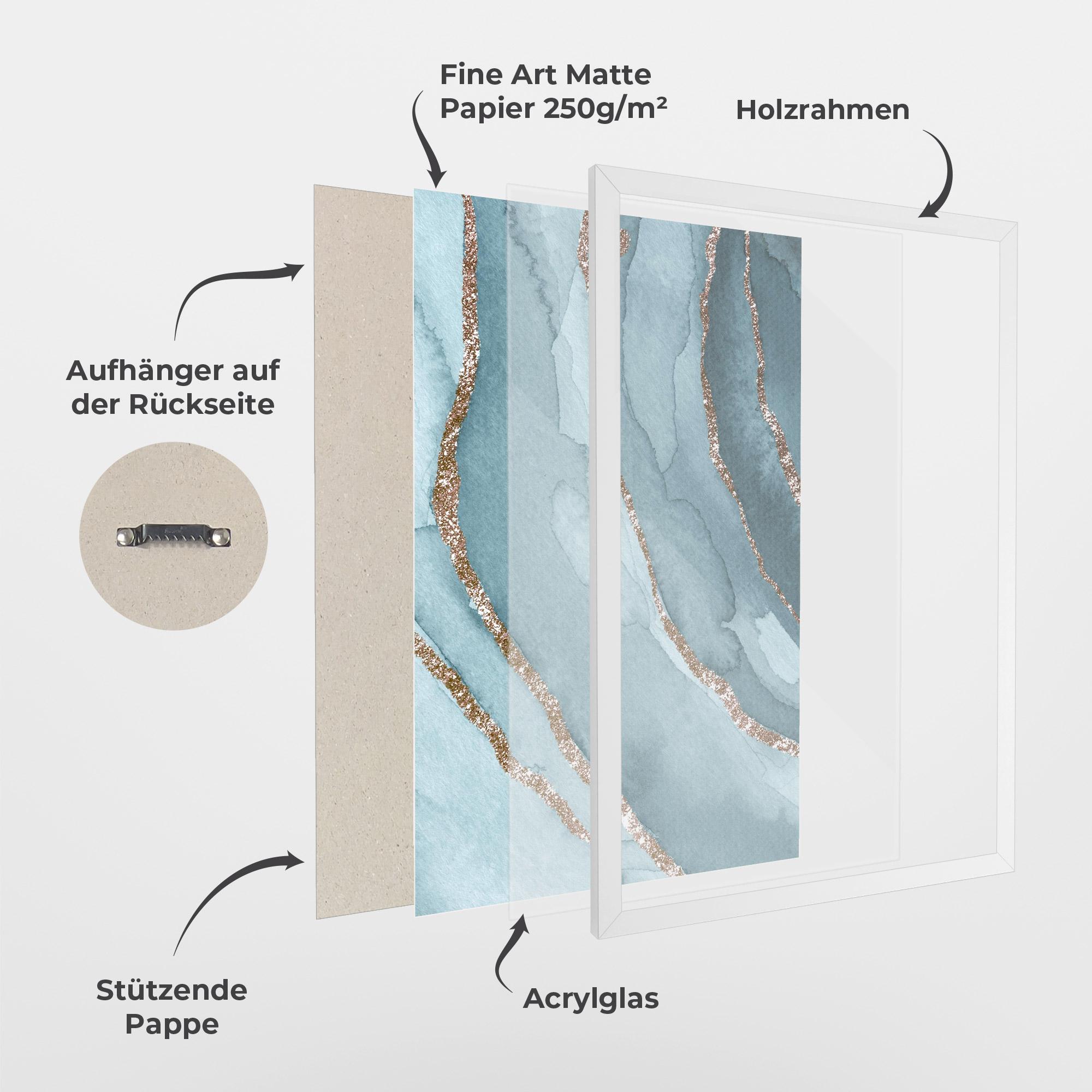 Gerahmte Poster Blue Golden Glitter mockup 1