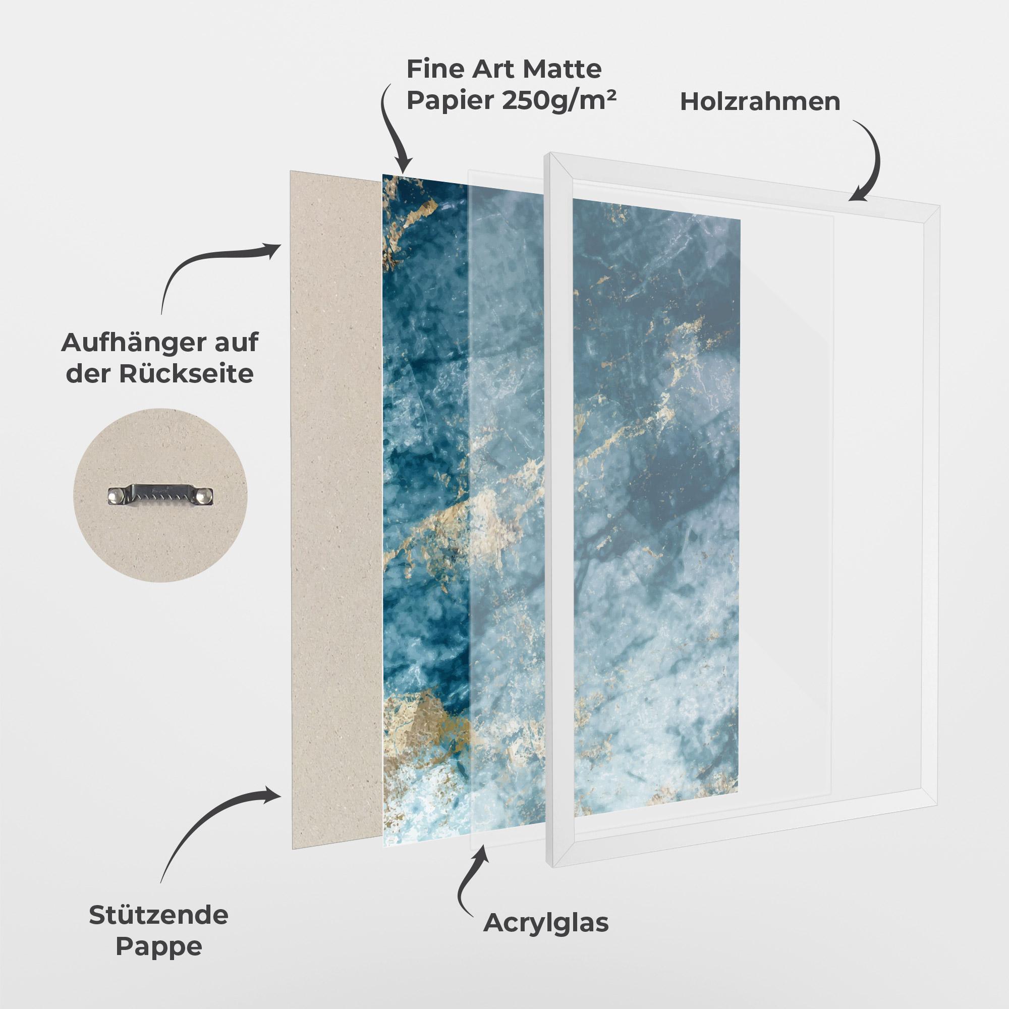 Gerahmte Poster Blue Water Marble mockup 1