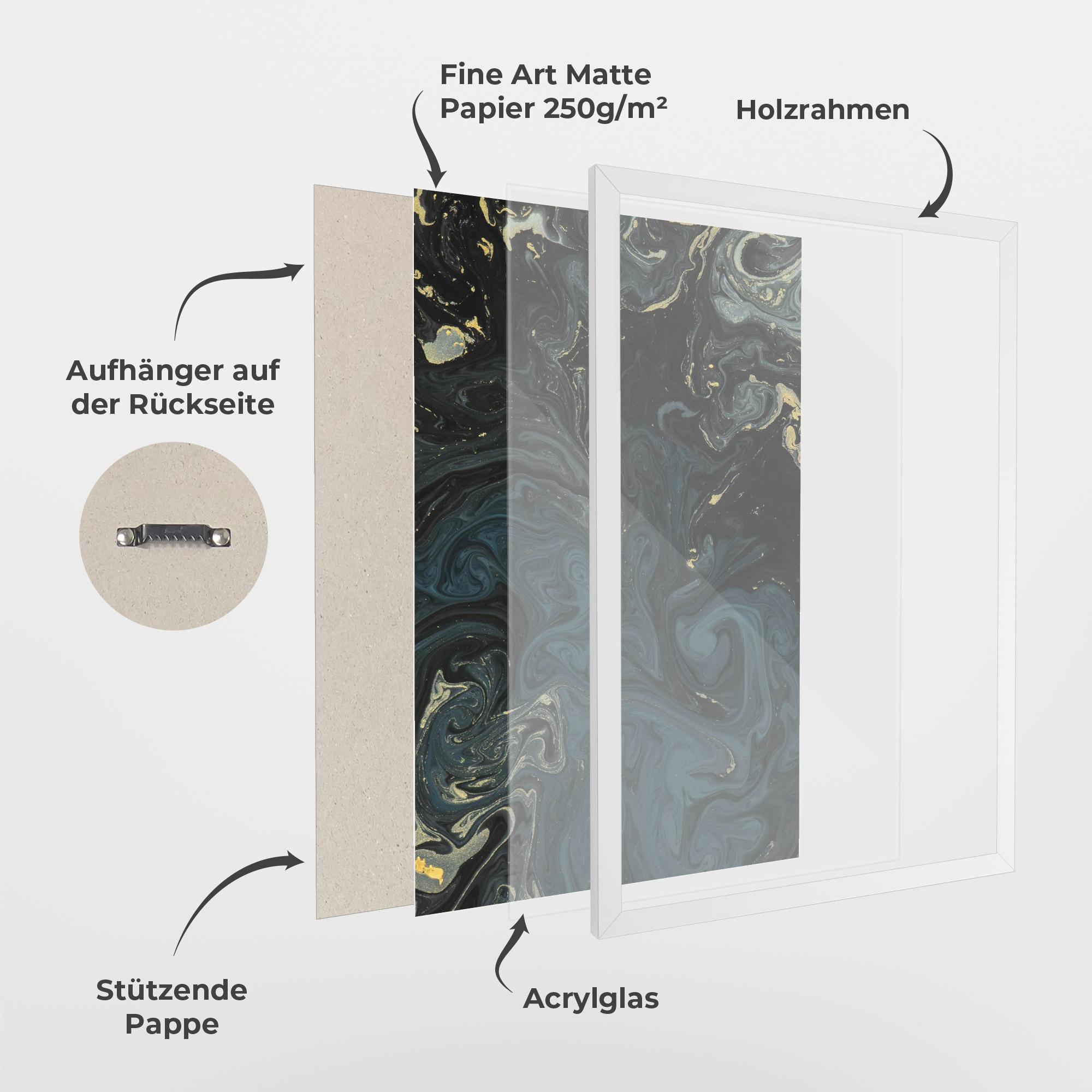 Gerahmte Poster Dark Blue Marble mockup 1