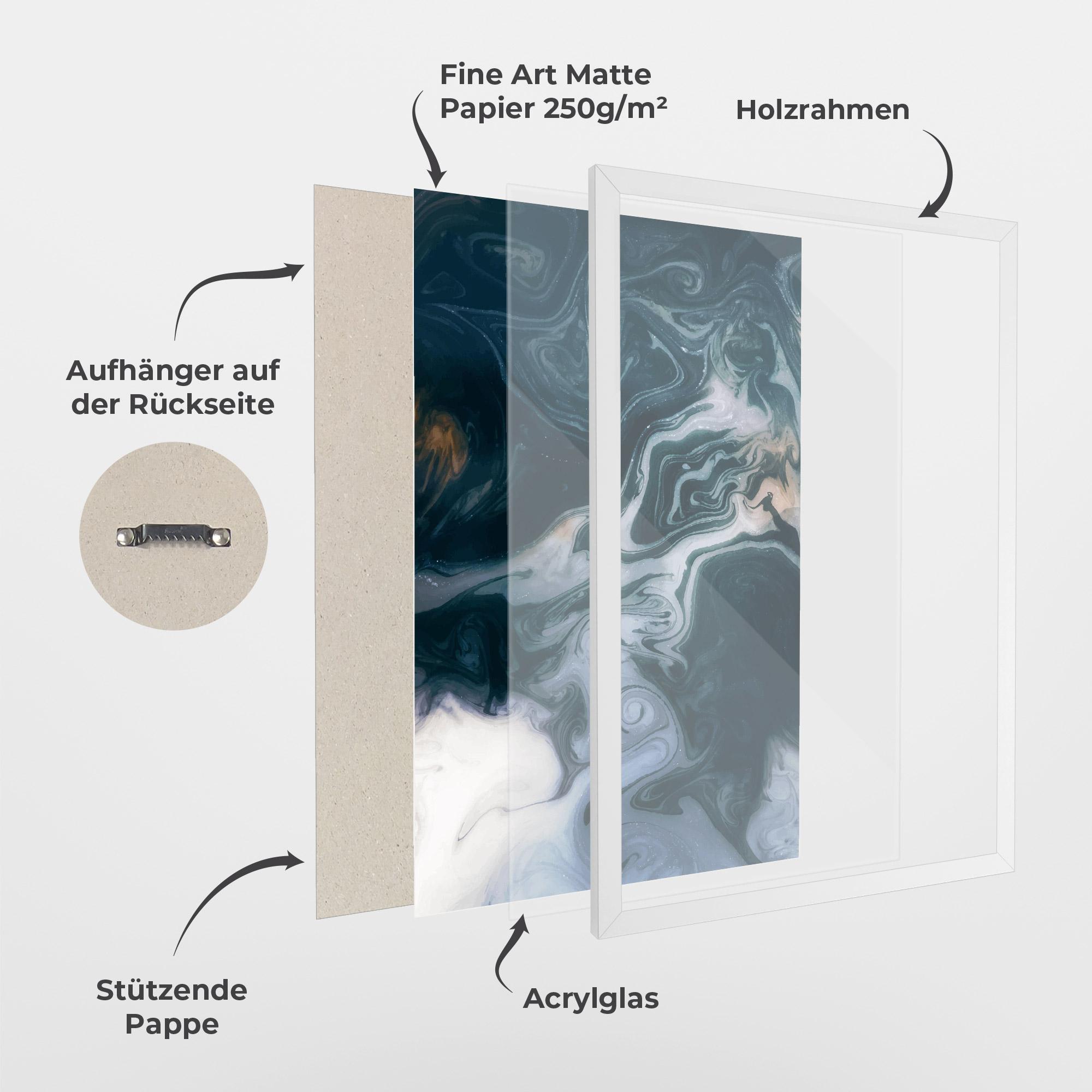 Gerahmte Poster Dark Blue With White mockup 1