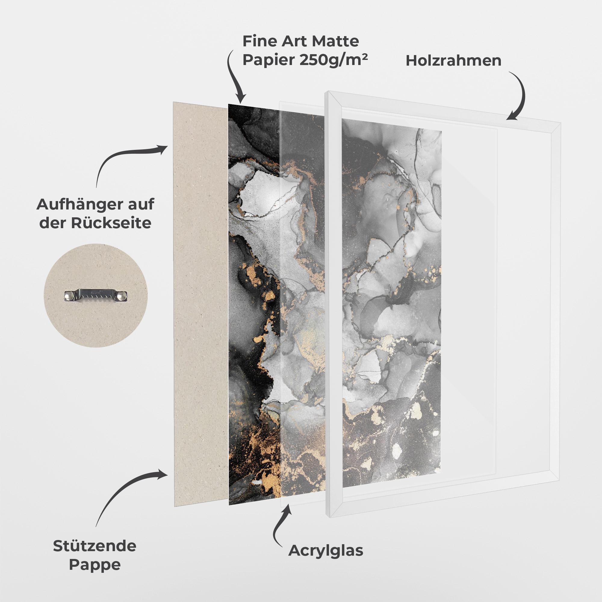 Gerahmte Poster Grey Gold Marble mockup 1