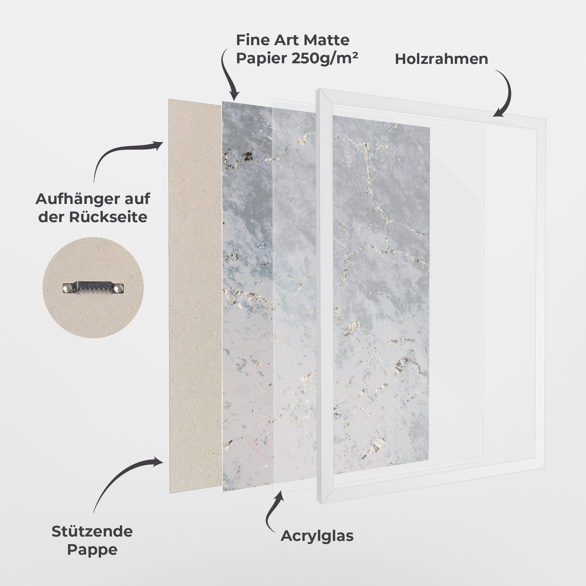 Gerahmte Poster Light Blue Golden Lines mockup 1