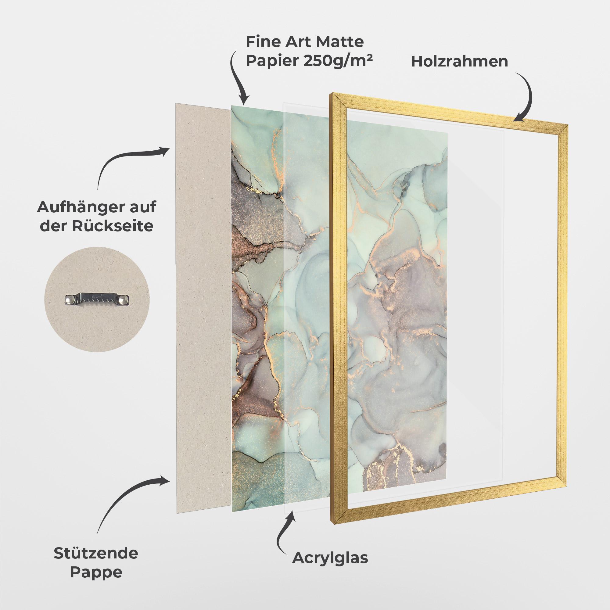 Gerahmte Poster Abstract Turquoise Marble mockup 1