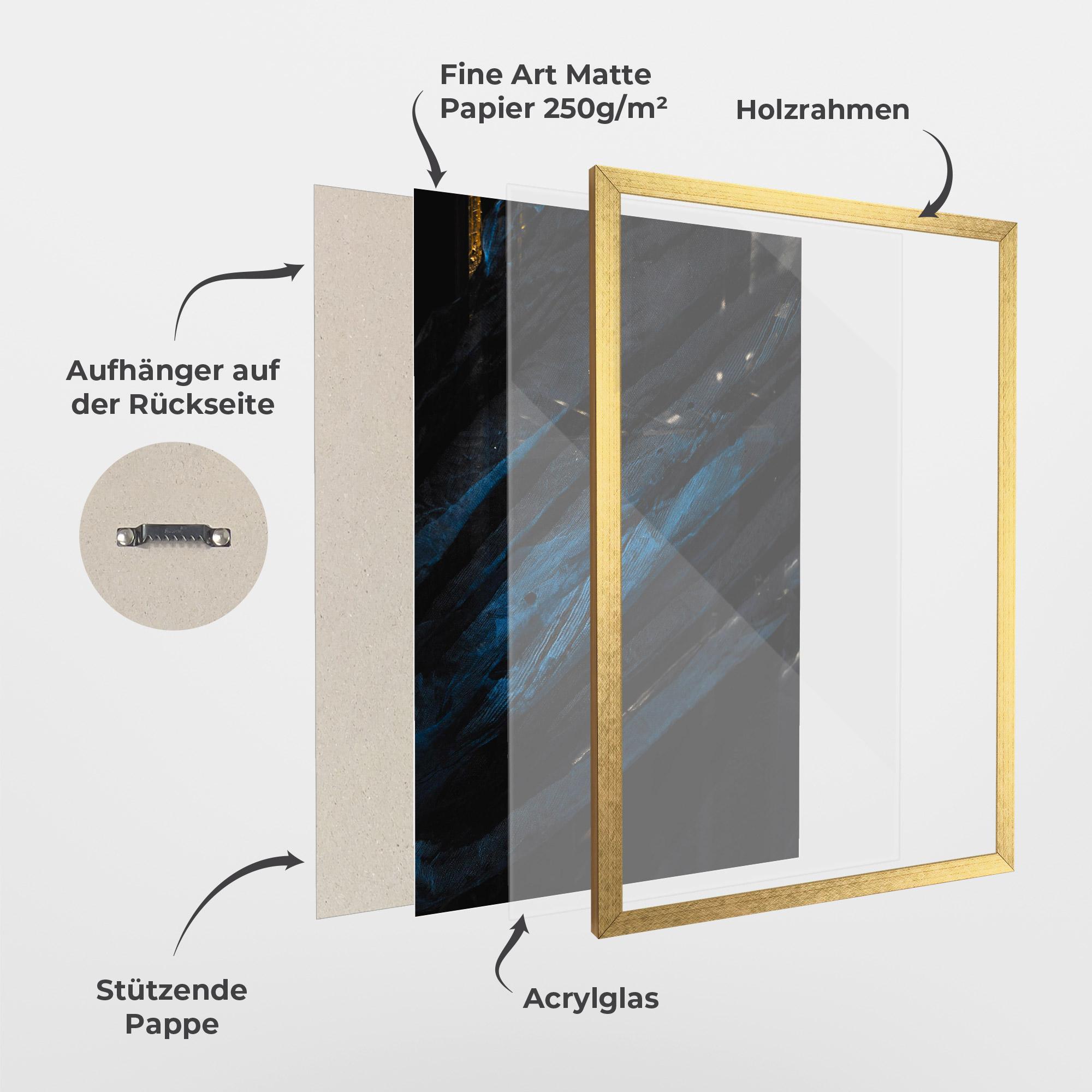 Gerahmte Poster Blue Lines mockup 1