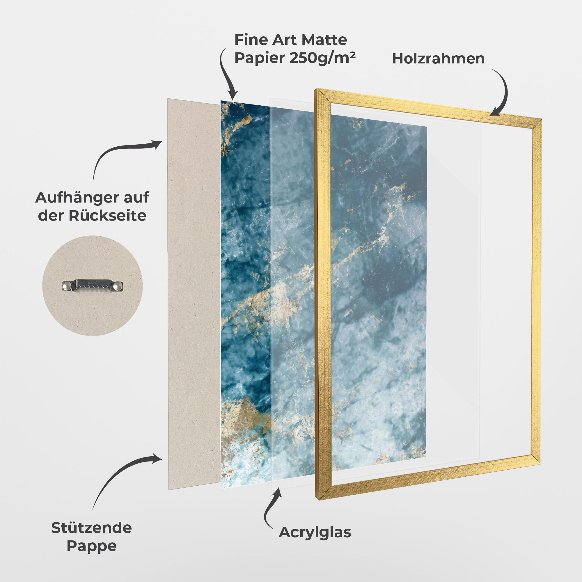 Gerahmte Poster Blue Water Marble mockup 1