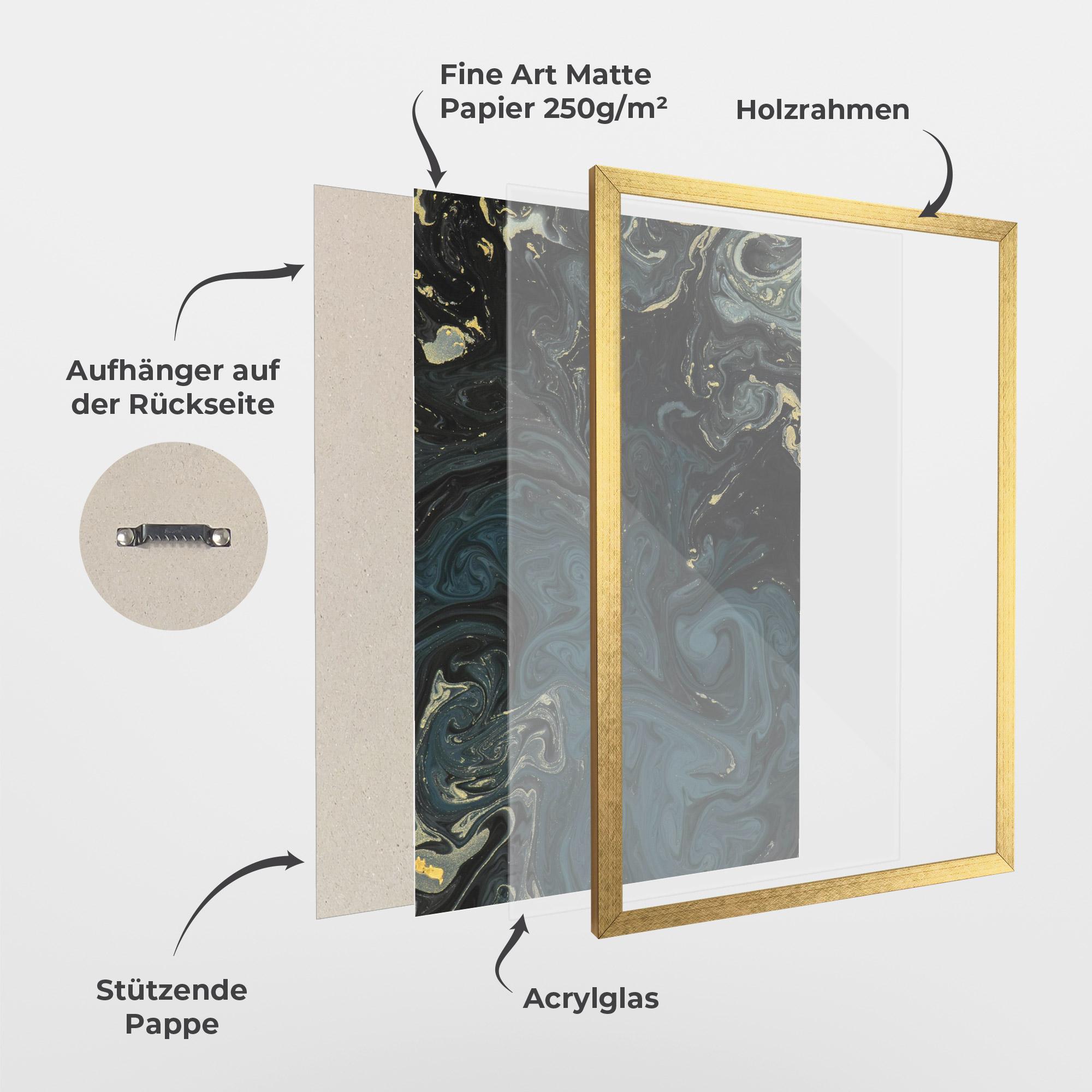 Gerahmte Poster Dark Blue Marble mockup 1