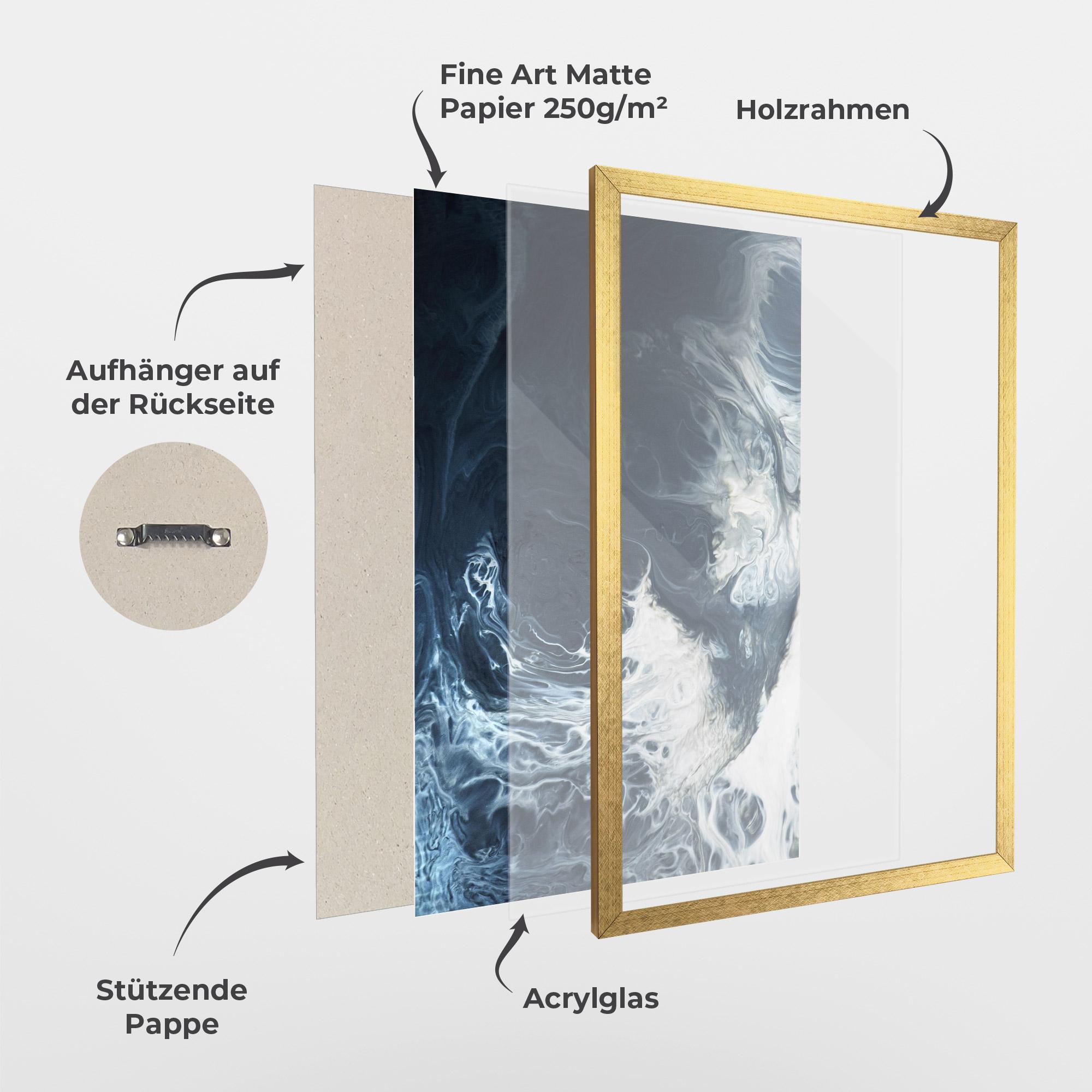 Gerahmte Poster Dark Blue Wave mockup 1