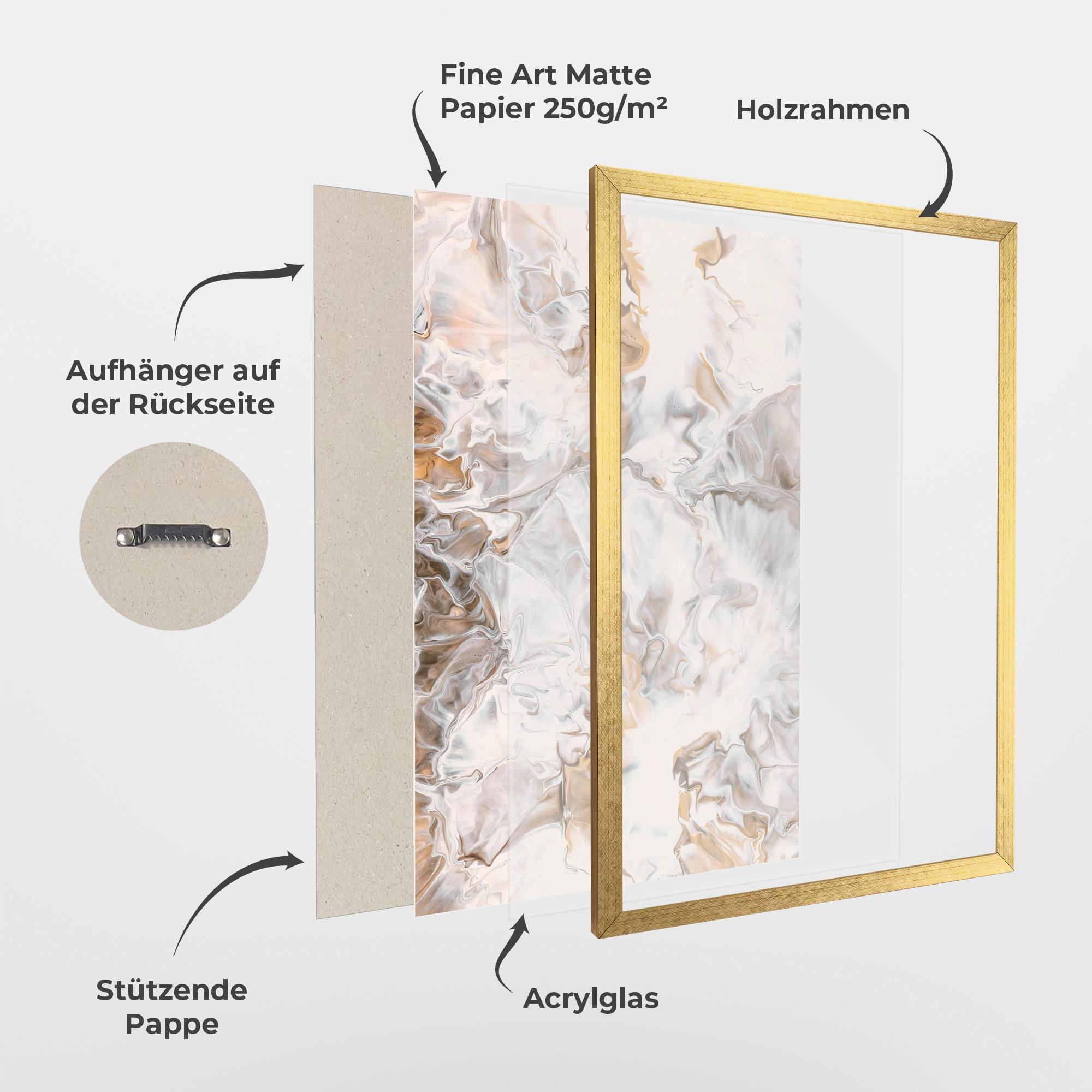 Gerahmte Poster White Gold Abstract mockup 1