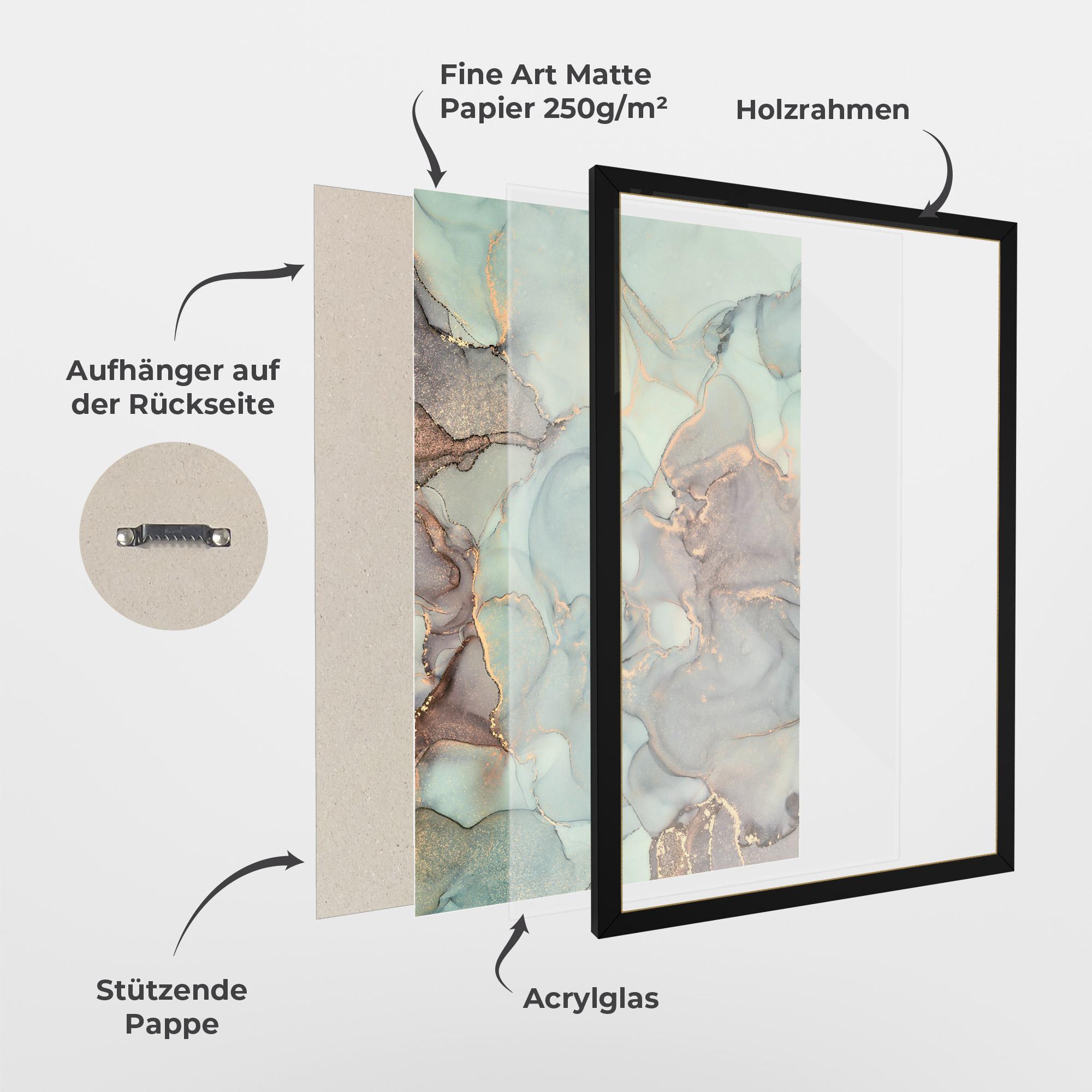 Gerahmte Poster Abstract Turquoise Marble mockup 1