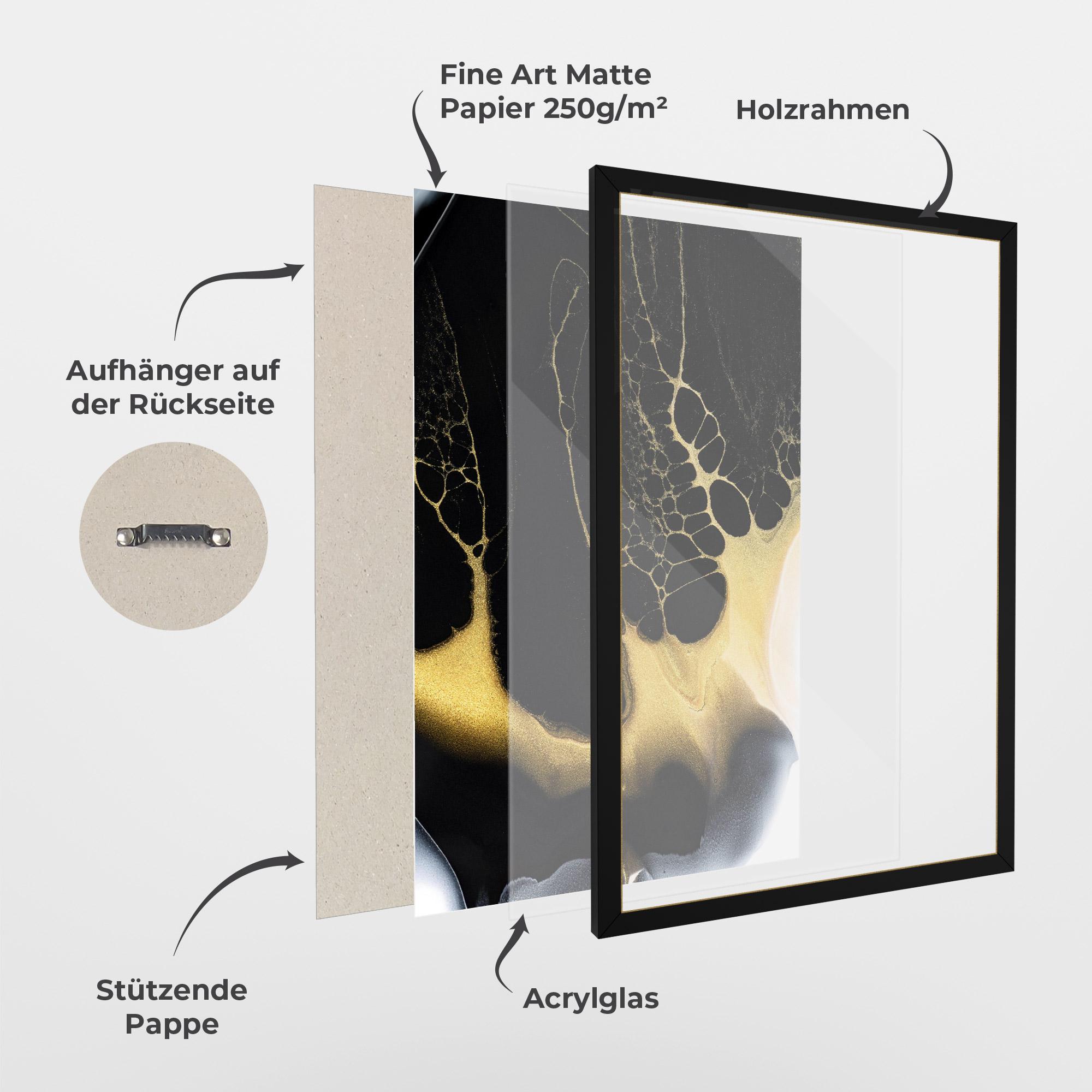 Gerahmte Poster Black Golden Marble mockup 1