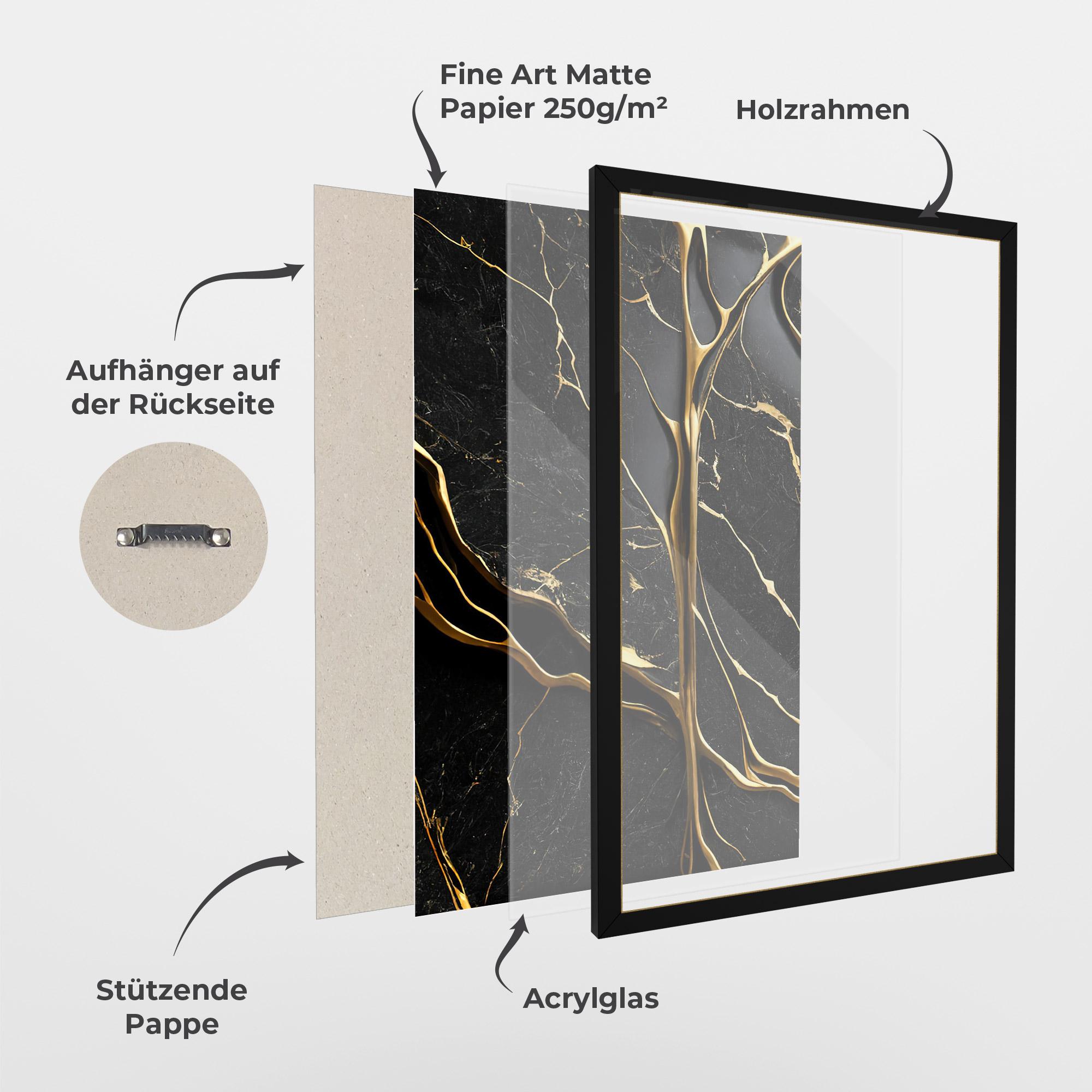 Gerahmte Poster Black Square Marble mockup 1