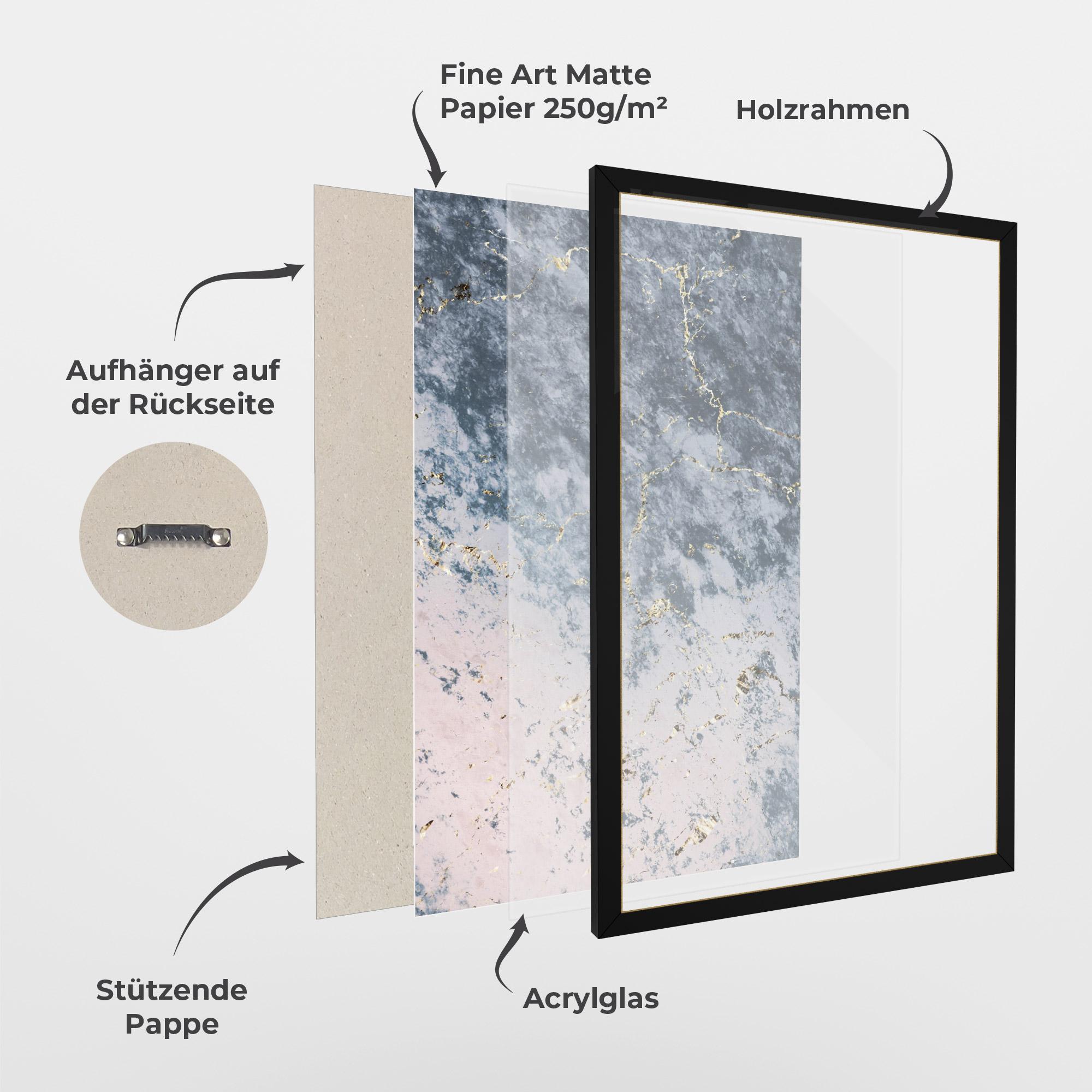 Gerahmte Poster Blue Golden Lines mockup 1