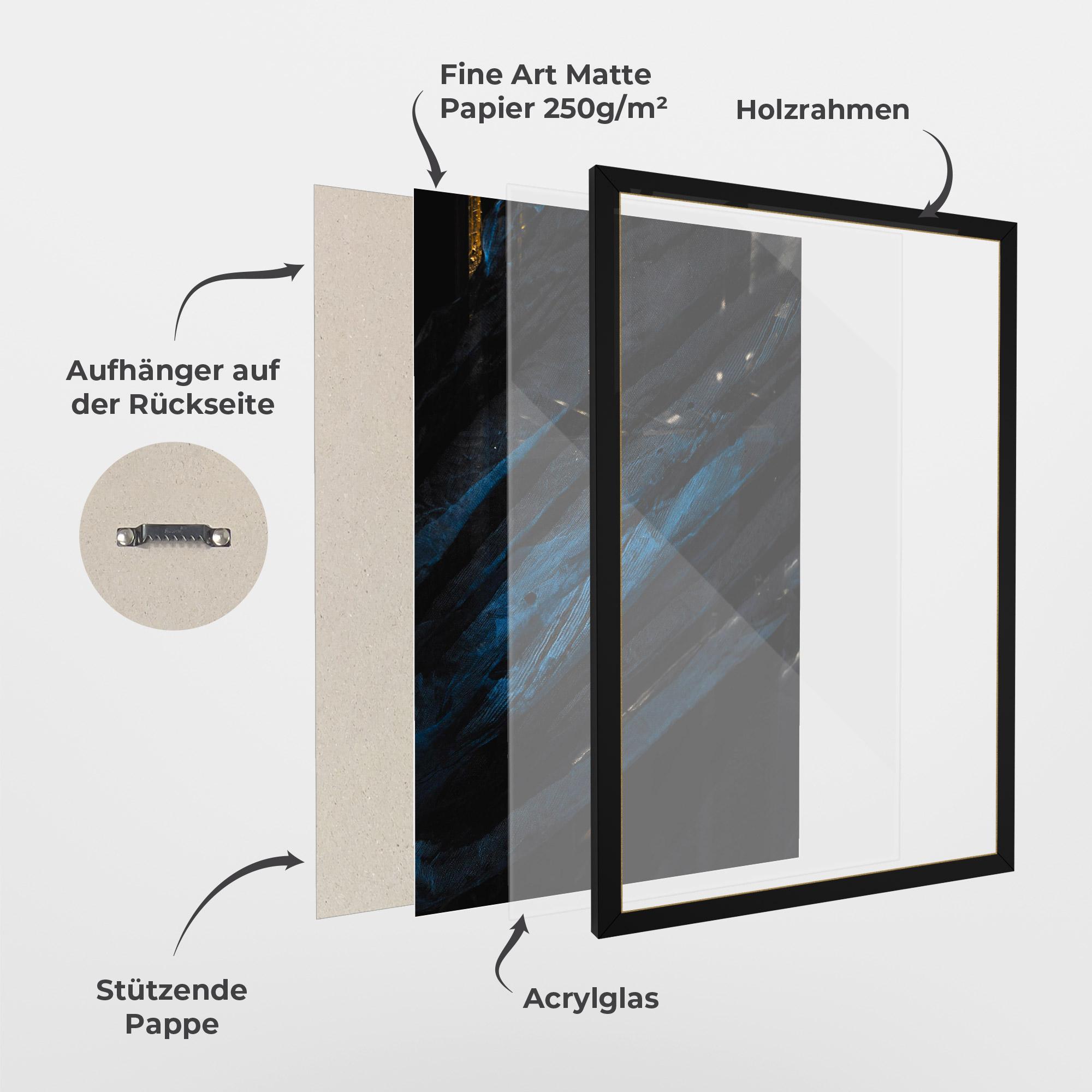 Gerahmte Poster Blue Lines mockup 1