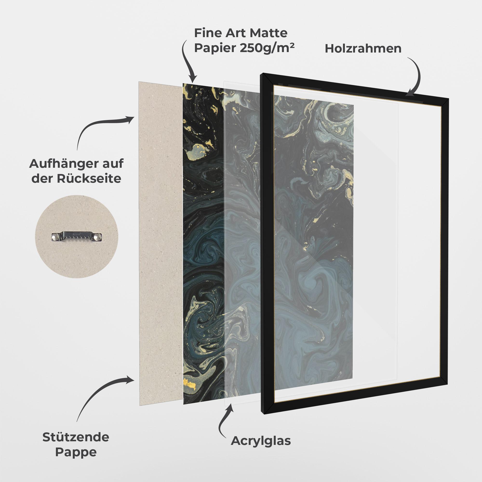 Gerahmte Poster Dark Blue Marble mockup 1