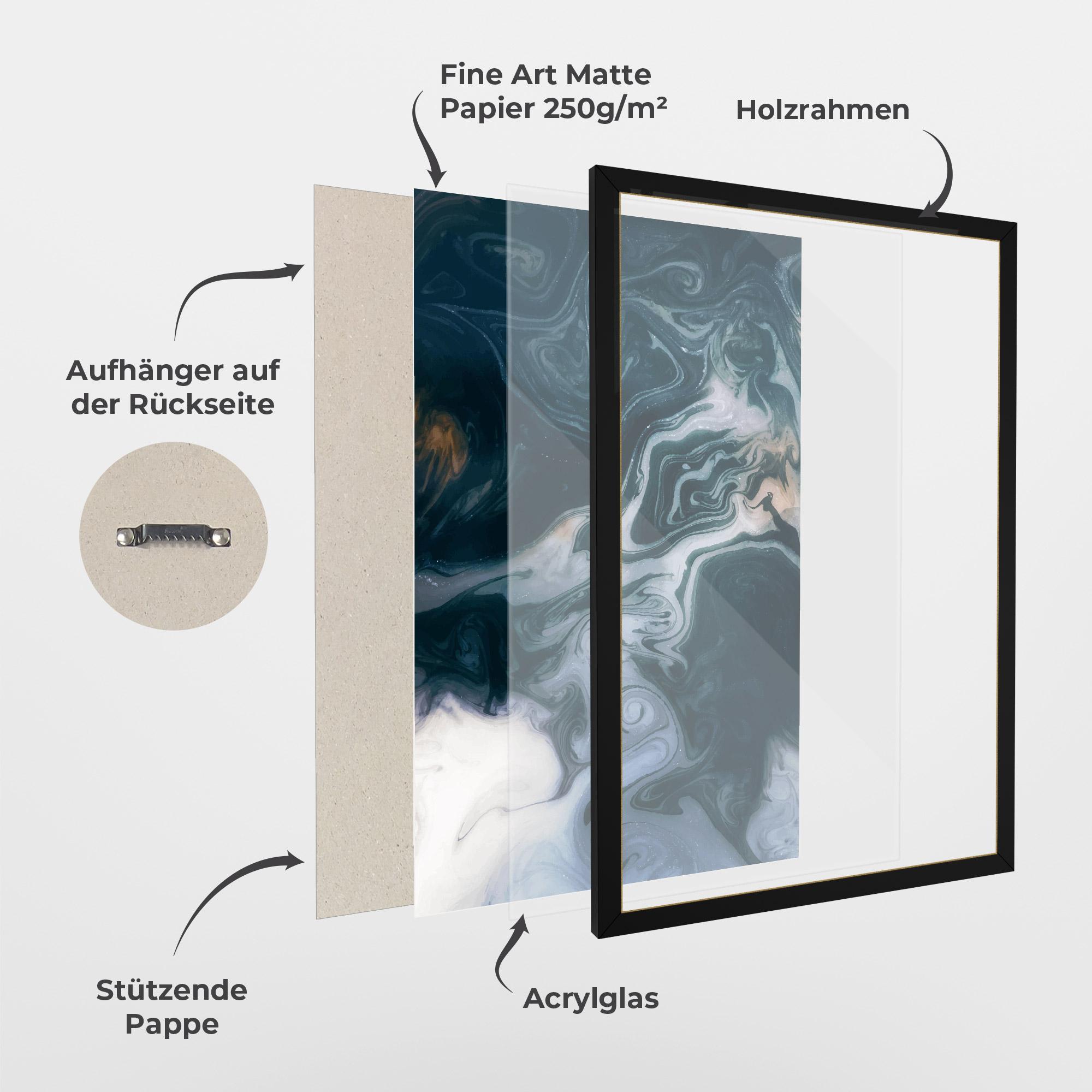 Gerahmte Poster Dark Blue With White mockup 1