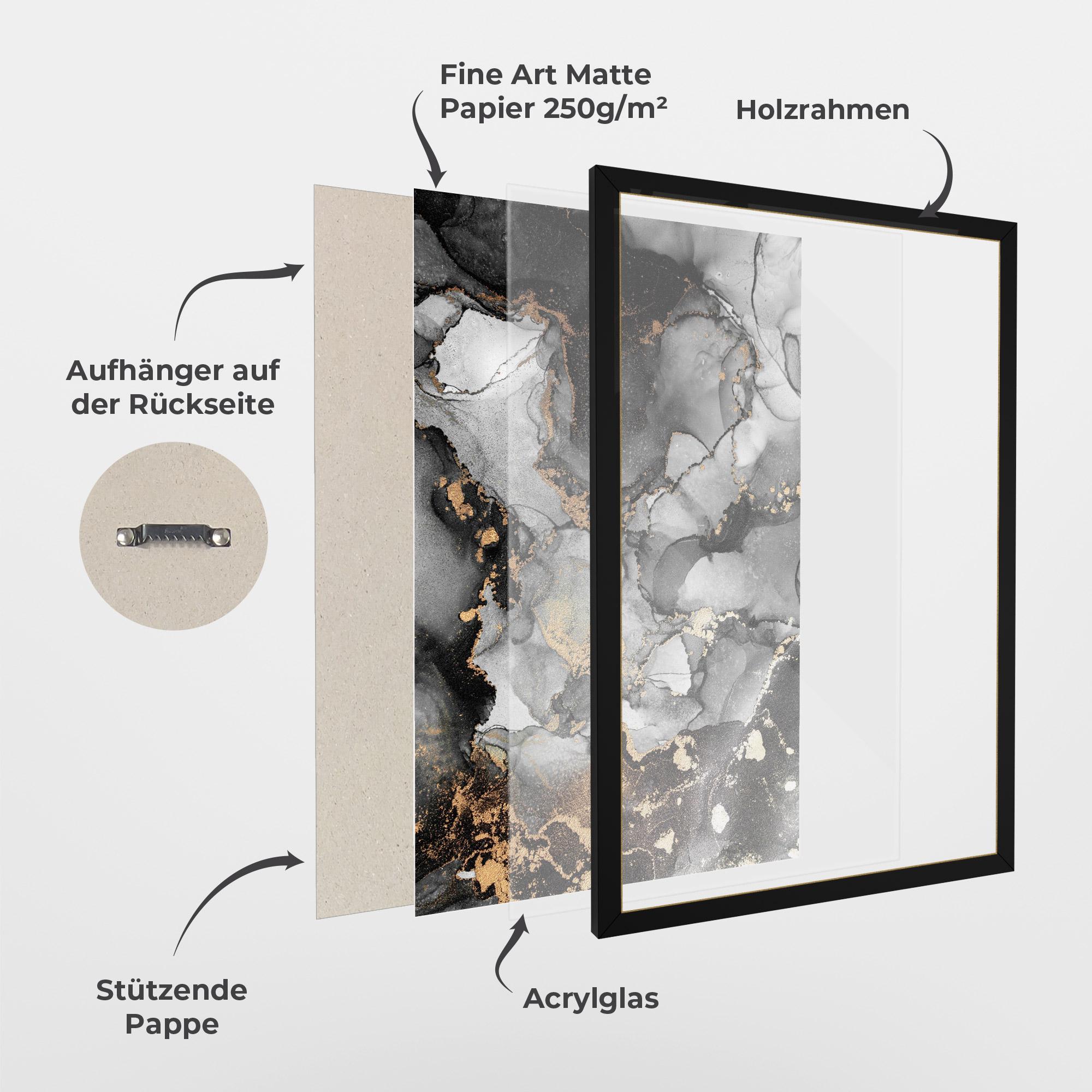 Gerahmte Poster Grey Gold Marble mockup 1