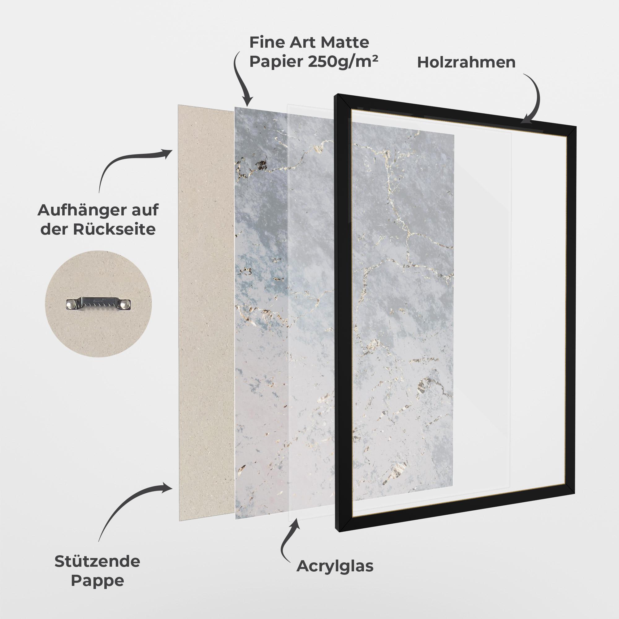 Gerahmte Poster Light Blue Golden Lines mockup 1