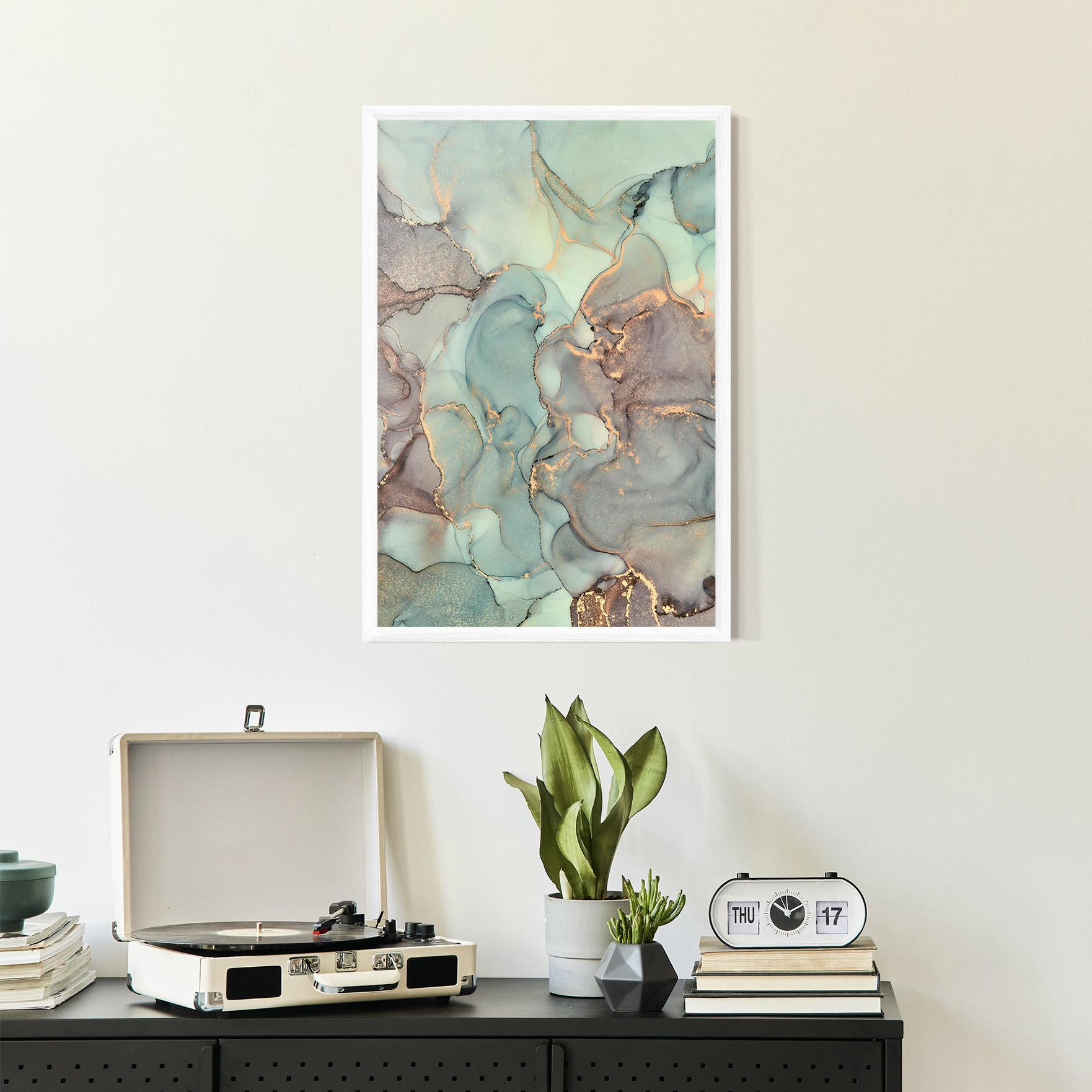 Gerahmte Poster Abstract Turquoise Marble mockup 2