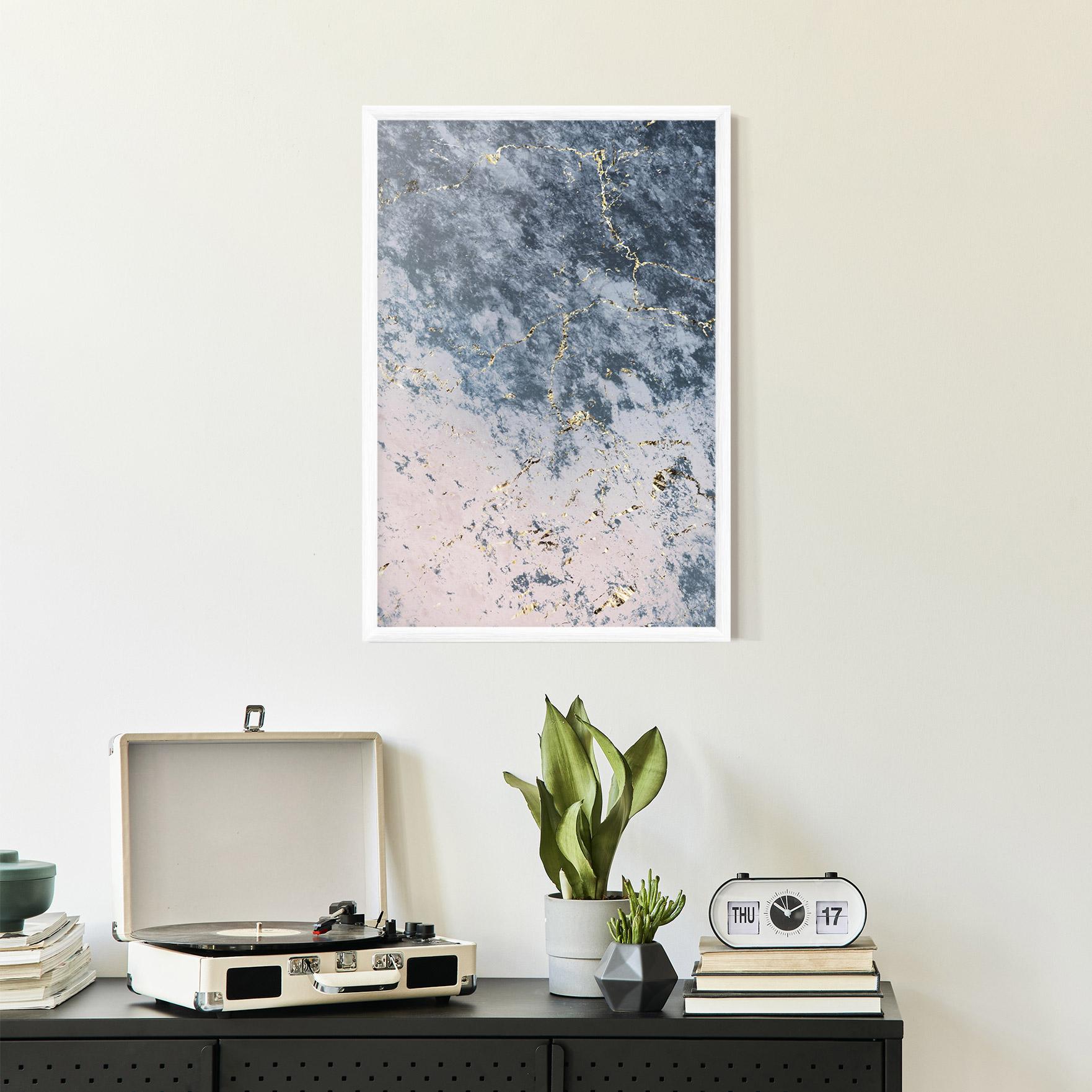 Gerahmte Poster Blue Golden Lines mockup 2