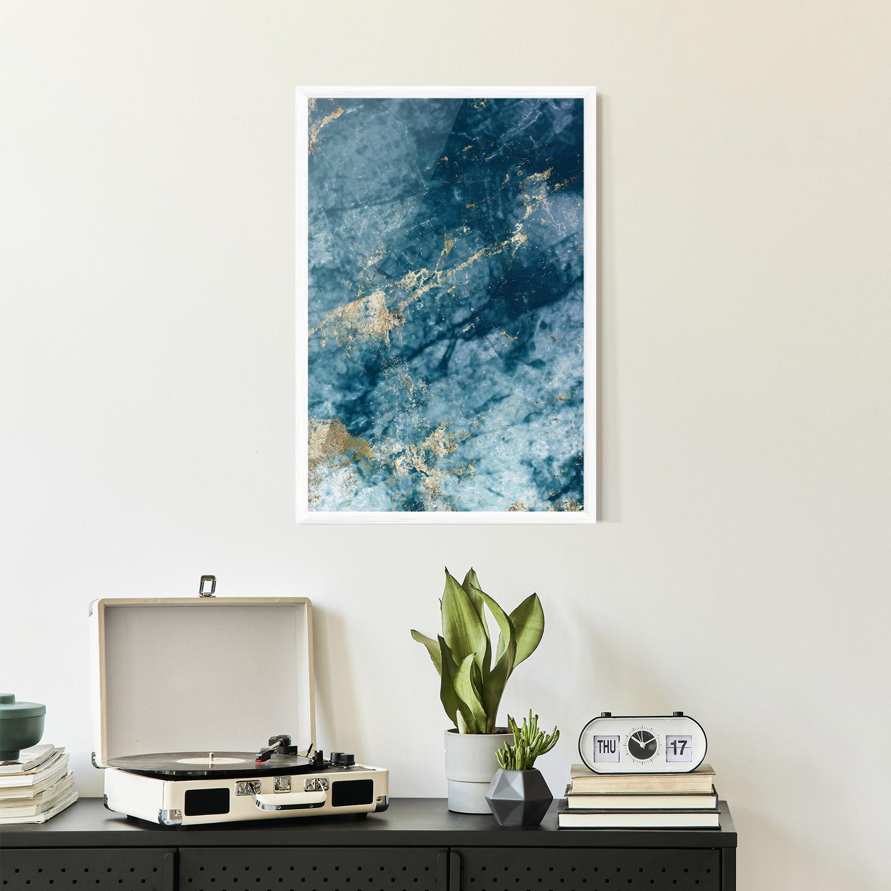 Gerahmte Poster Blue Water Marble mockup 2