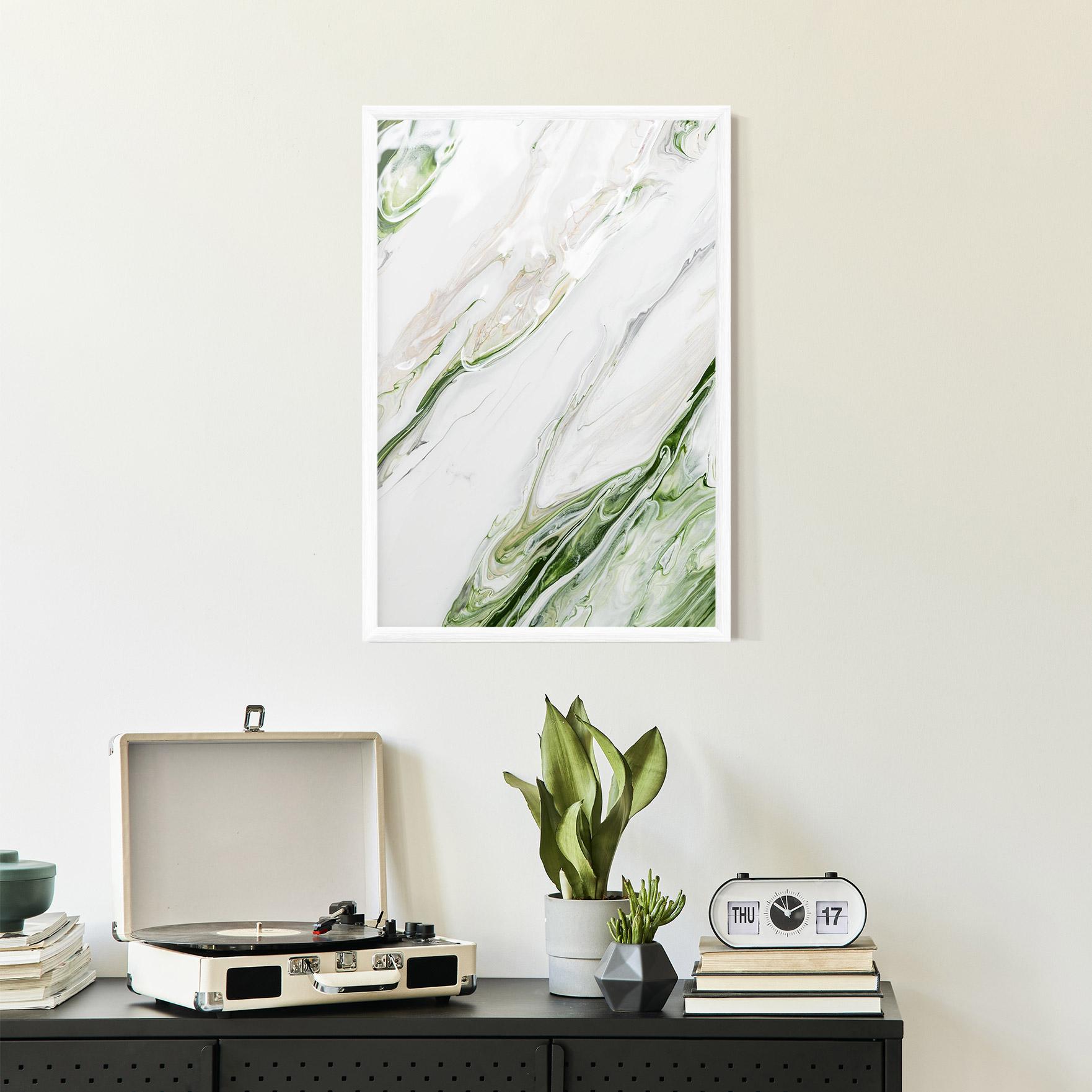 Gerahmte Poster Light Green Liquid mockup 2