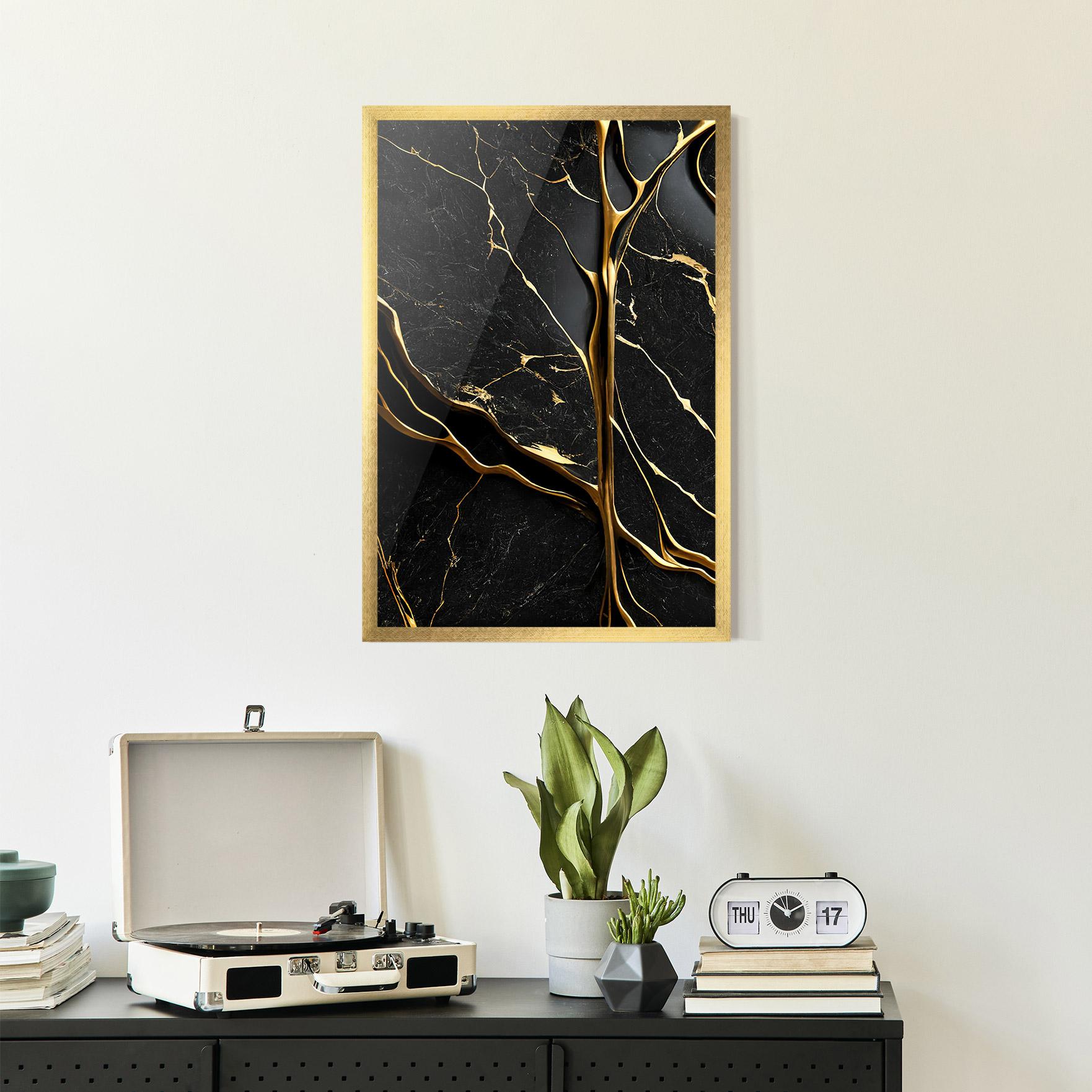 Gerahmte Poster Black Square Marble mockup 2