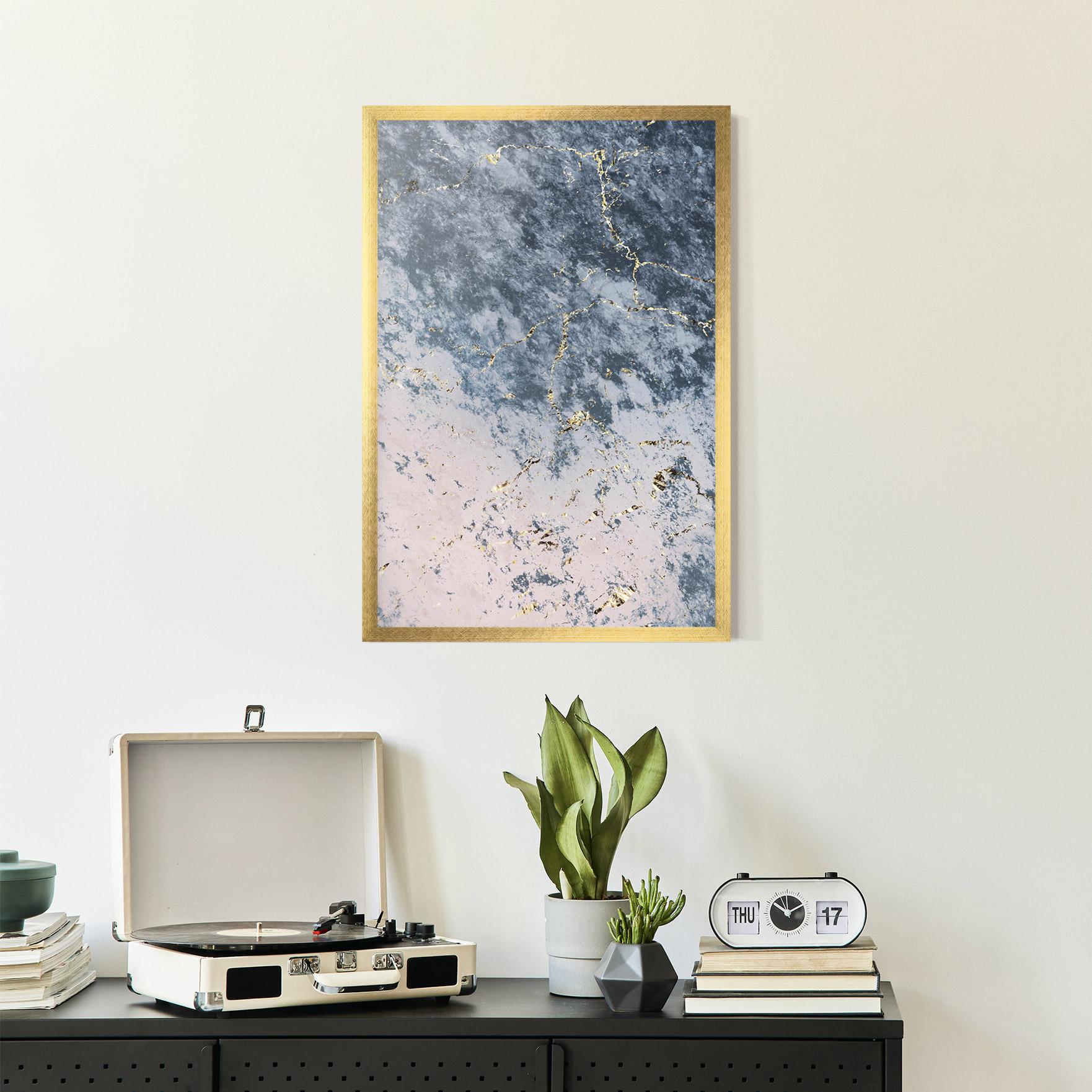 Gerahmte Poster Blue Golden Lines mockup 2