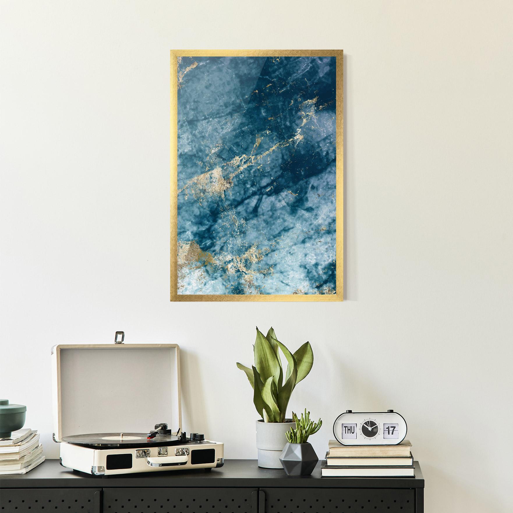 Gerahmte Poster Blue Water Marble mockup 2