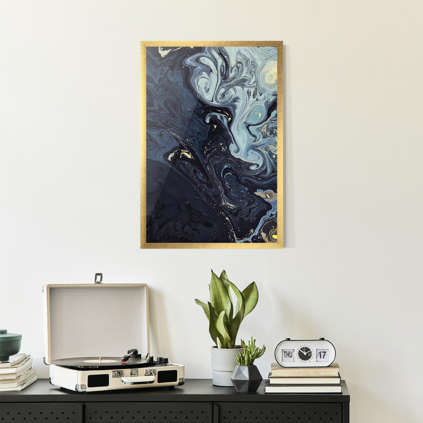 Gerahmte Poster Dark Blue Painting mockup 2