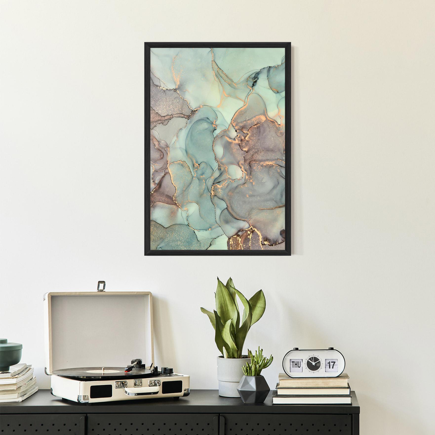 Gerahmte Poster Abstract Turquoise Marble mockup 2