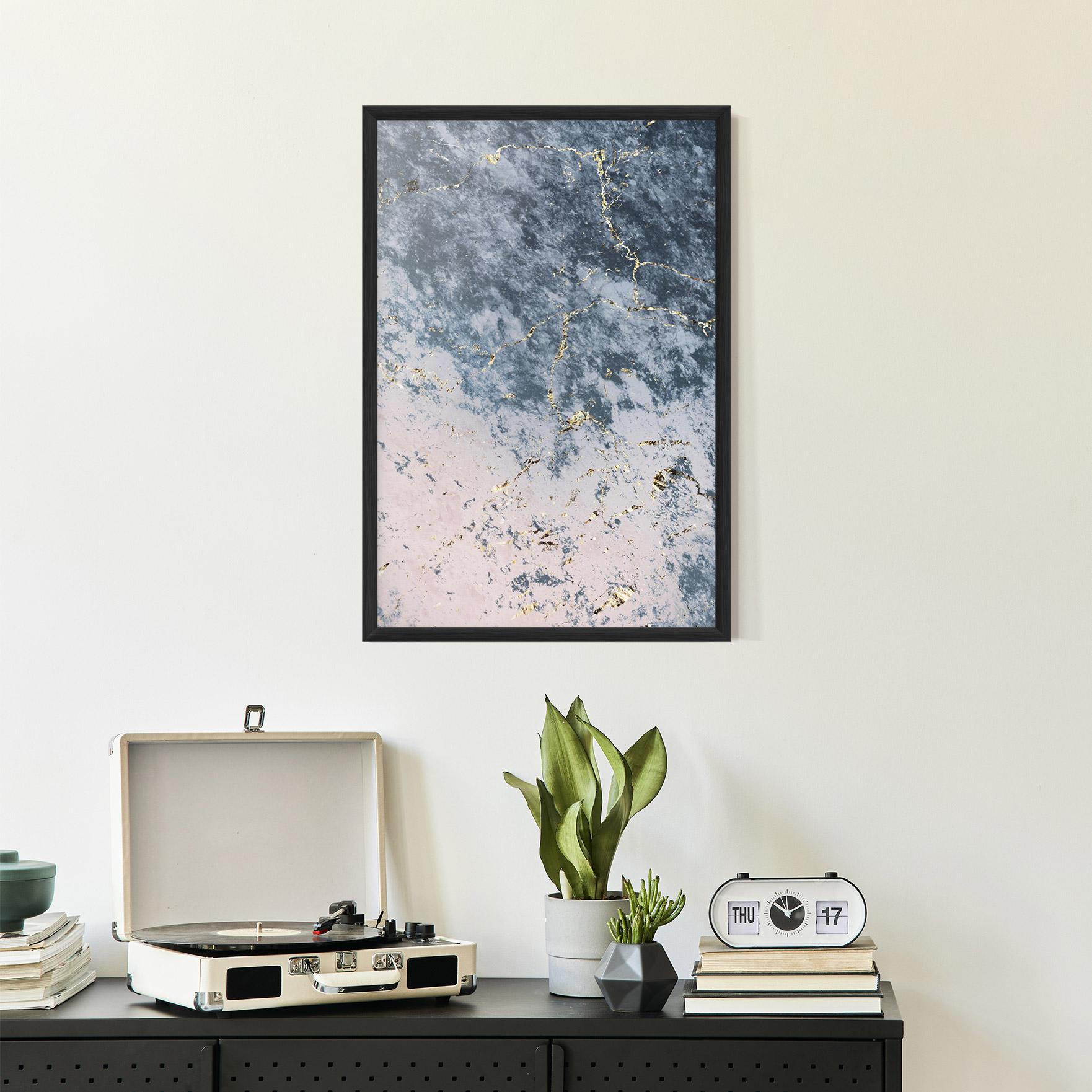 Gerahmte Poster Blue Golden Lines mockup 2