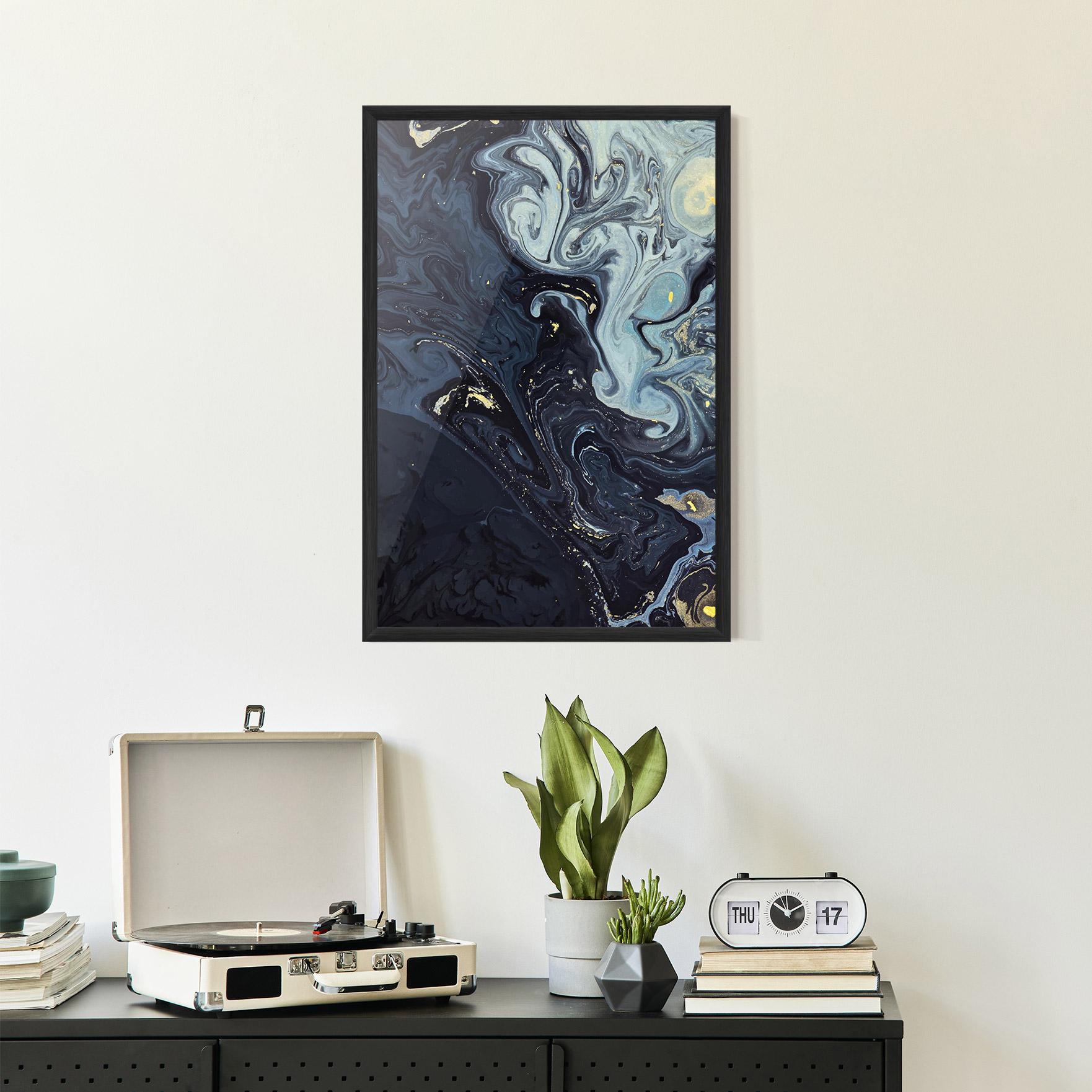 Gerahmte Poster Dark Blue Painting mockup 2